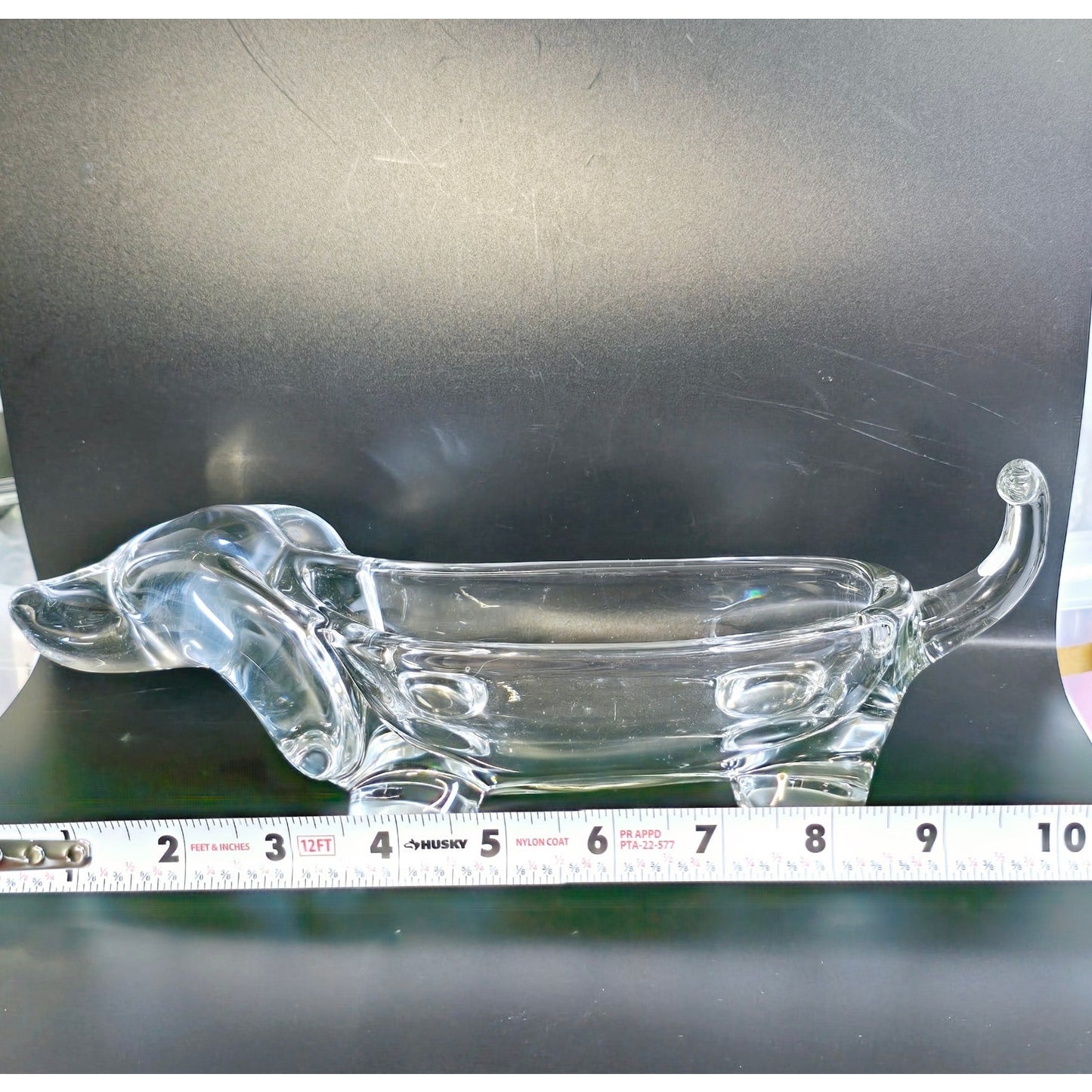 Hand-Blown Vintage Glass Lead Crystal Dachshund Weiner Dog Dish