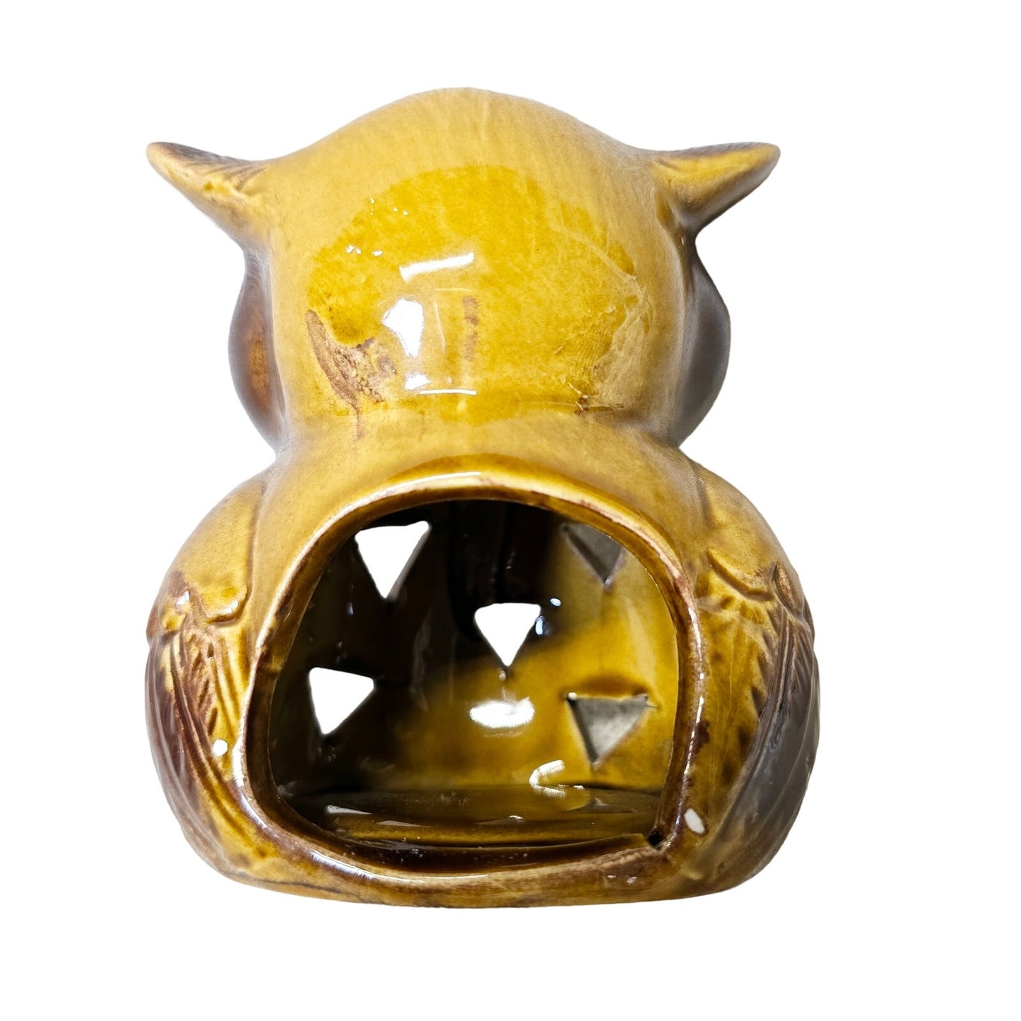 Happy Harvest Glazed Ceramic Owl Tea Light Holder