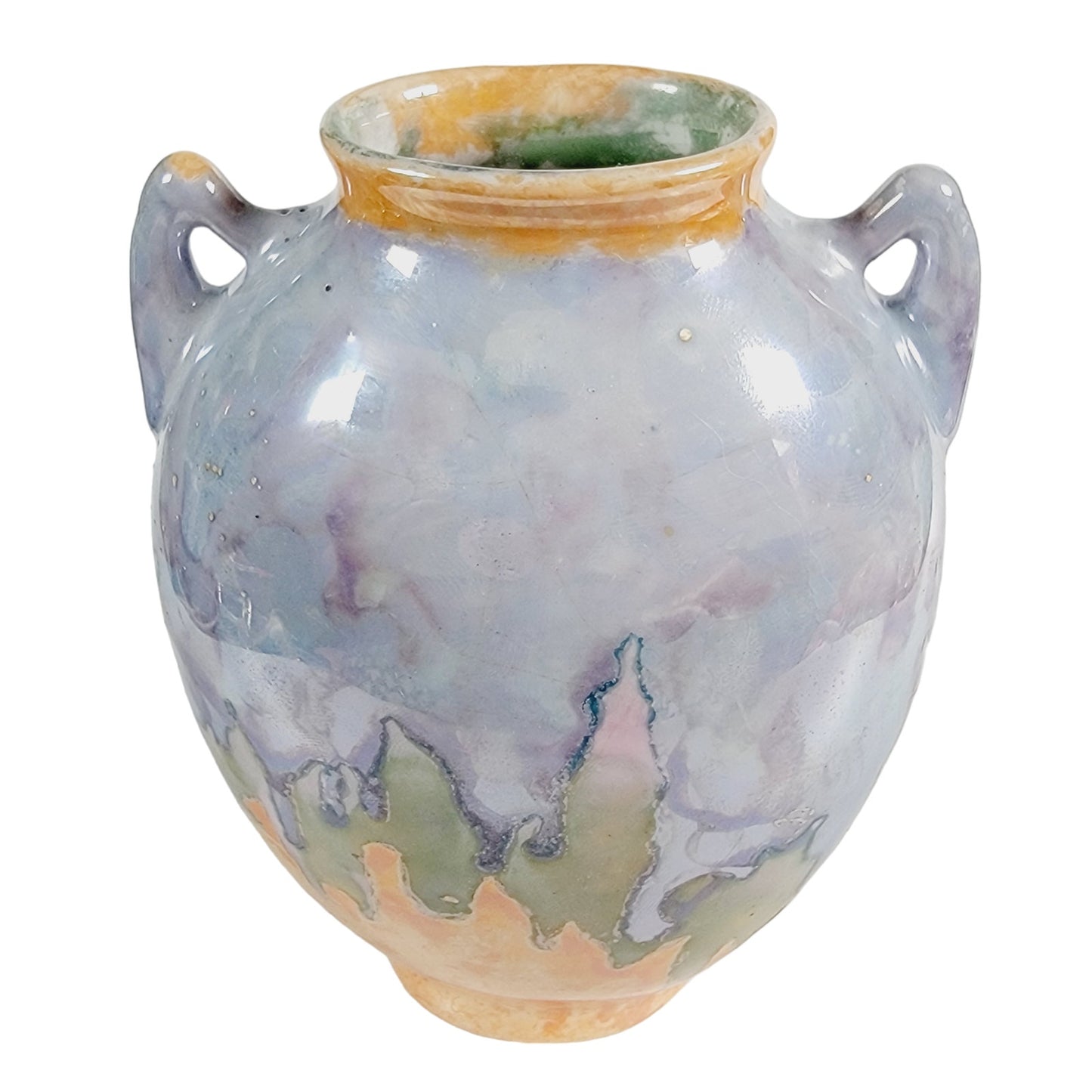 Small Handled Lusterware Vase, Hand-Painted LusterWare Vase, Art Nouveau Vase