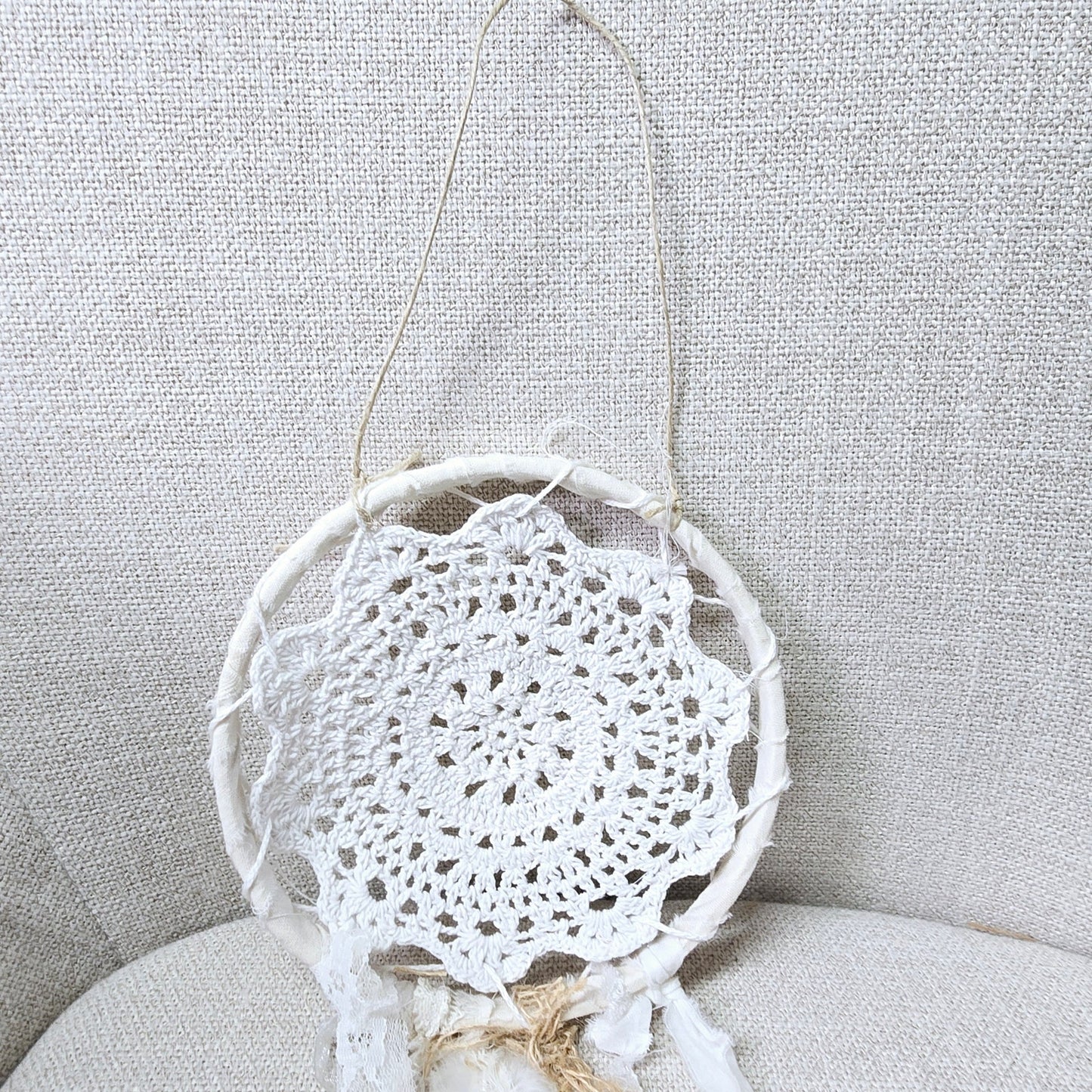 Ribbon and Lace Dream Catchers Set of 3 Bojo Style Shabby Chic Handcrafted Decor