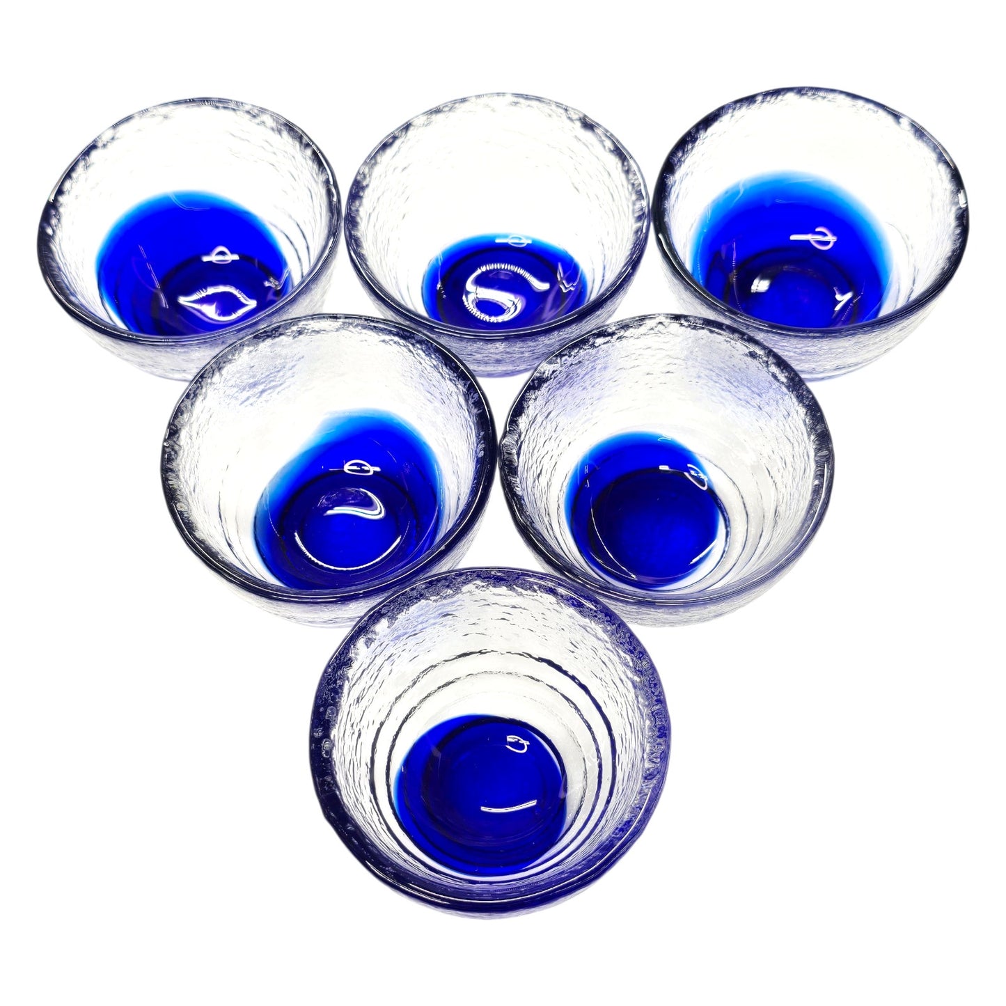 6 Bormioli Rocco Hand Blown Open Salts / Sauce Dishes Italian Cobalt Blue Glass