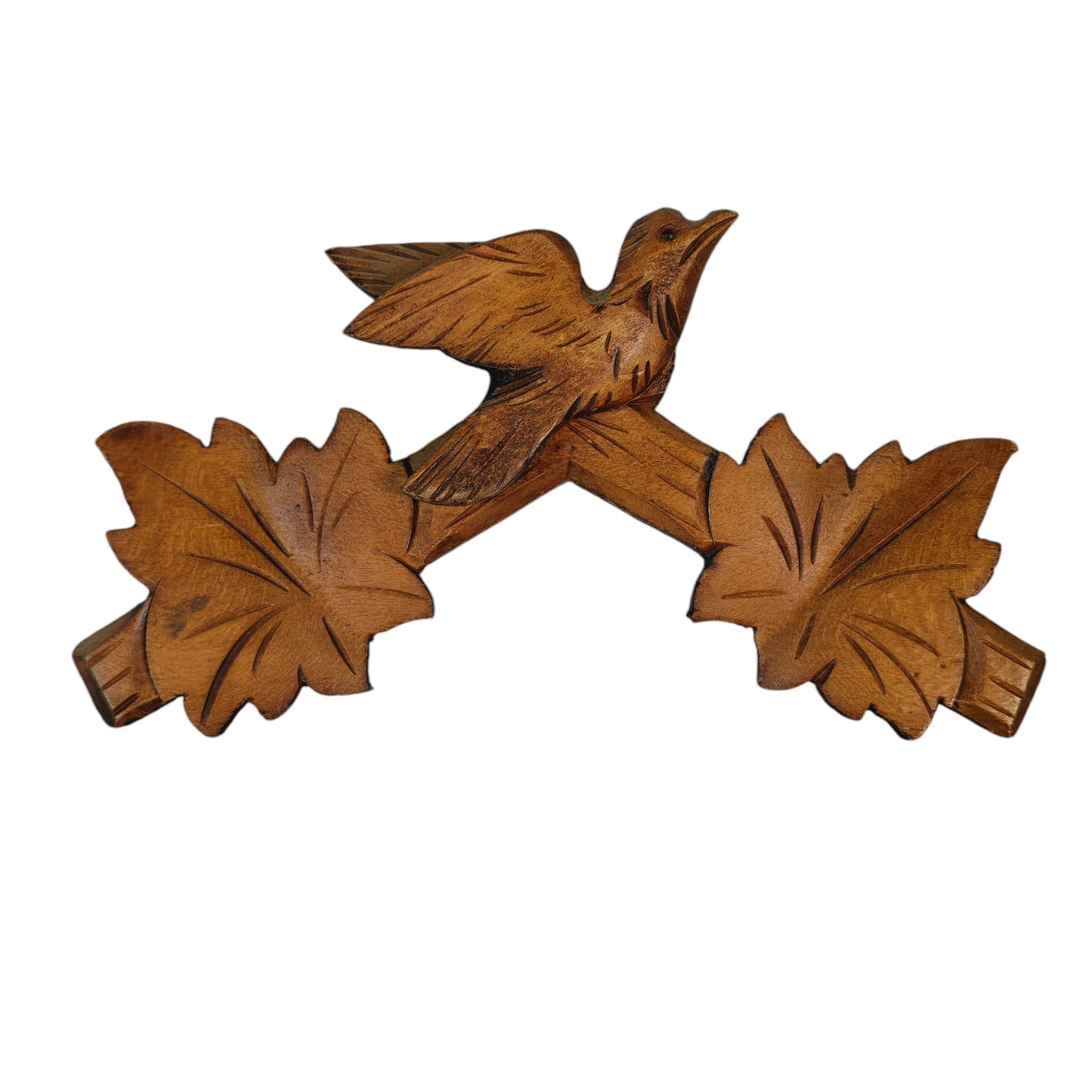 Vintage Wooden Hand Carved Bird Cuckoo Clock Crown