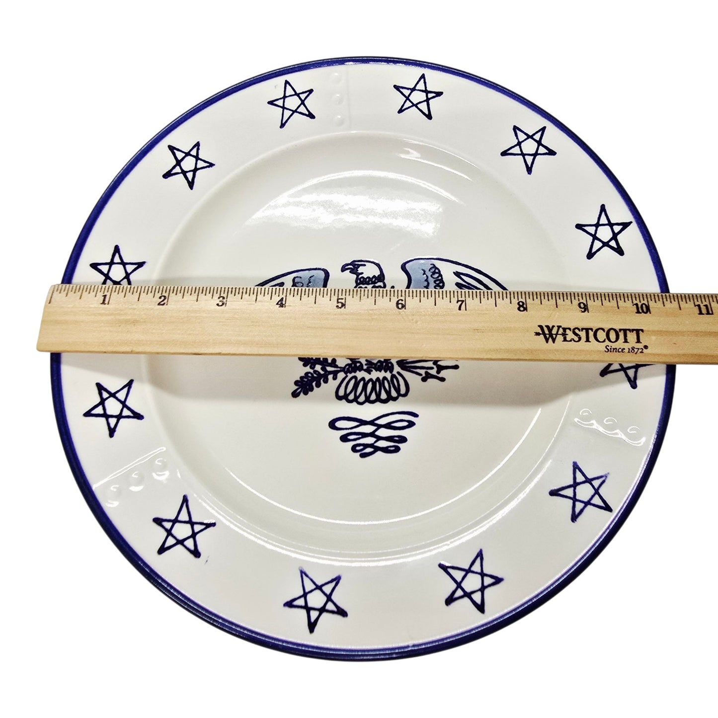 Set 4 Metlox Poppytrail Eagle Provincial Chop Plates Made in USA Patriotic Stars