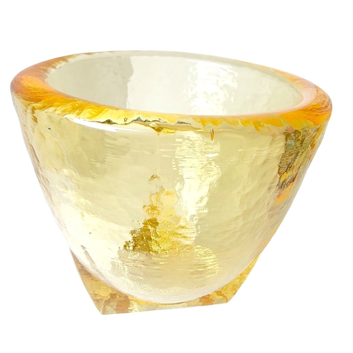 Fire and Light Citrus Yellow Recycled Glass Footed Jar Votive, Fire & Light