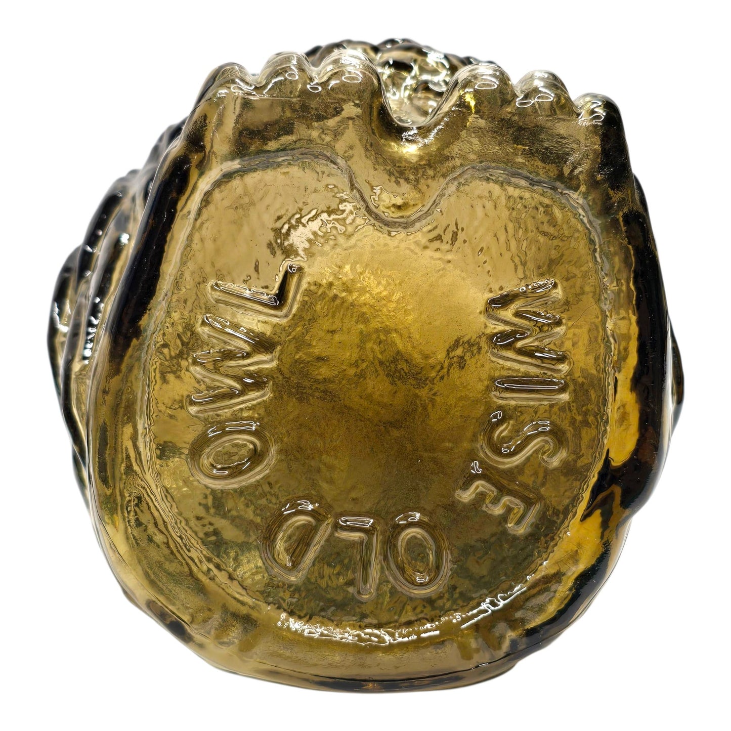 Vtg Anchor Hocking Wise Old Owl Smoke Glass Smoky Topaz Gray Brown Coin Bank MCM