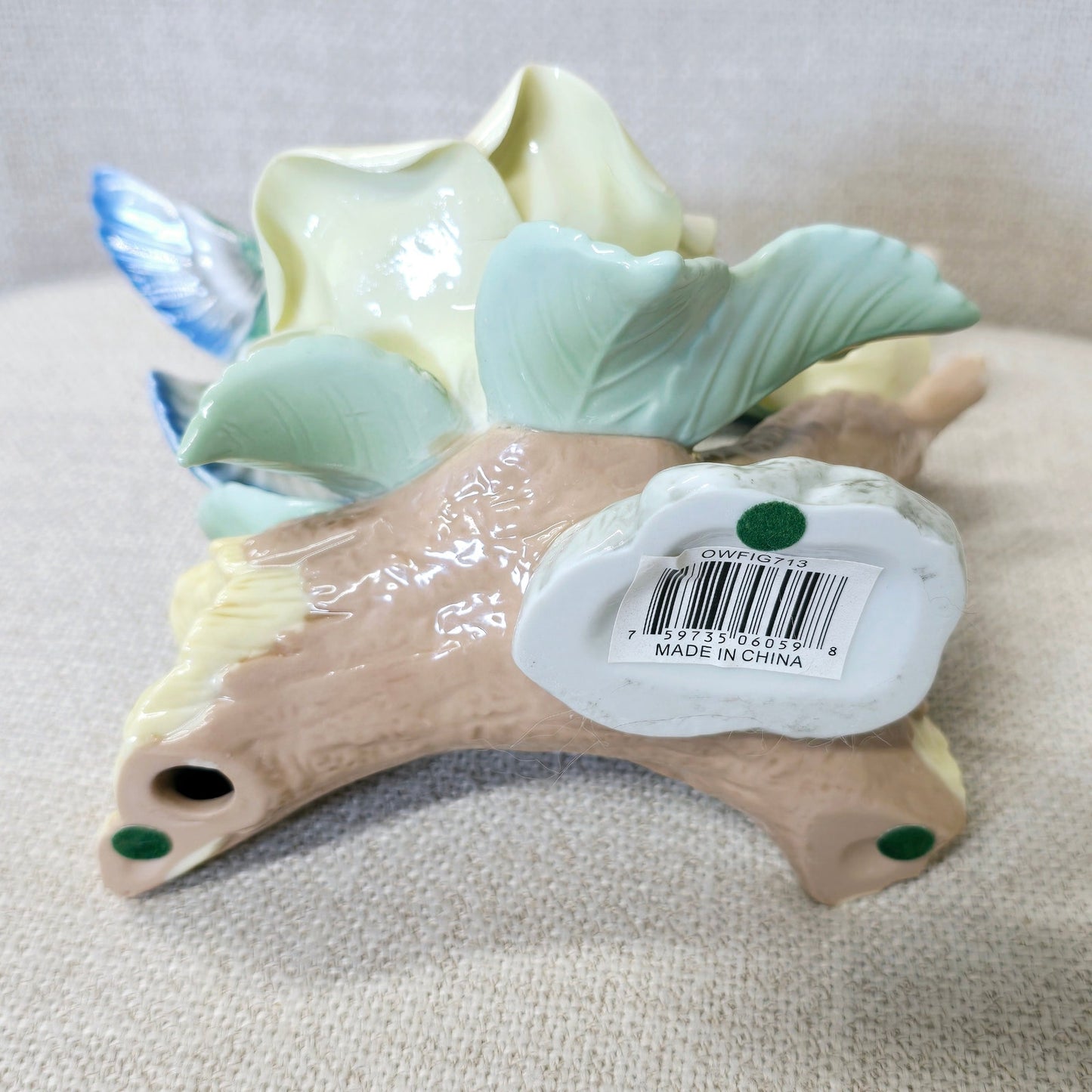 Vintage Hummingbird Tabletop Floral Porcelain Sculpture