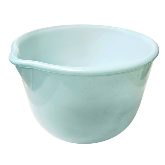 Vintage Glasbake 20CJ Aqua Blue Mixing Bowl Sunbeam Mixmaster Mixer Milk Glass