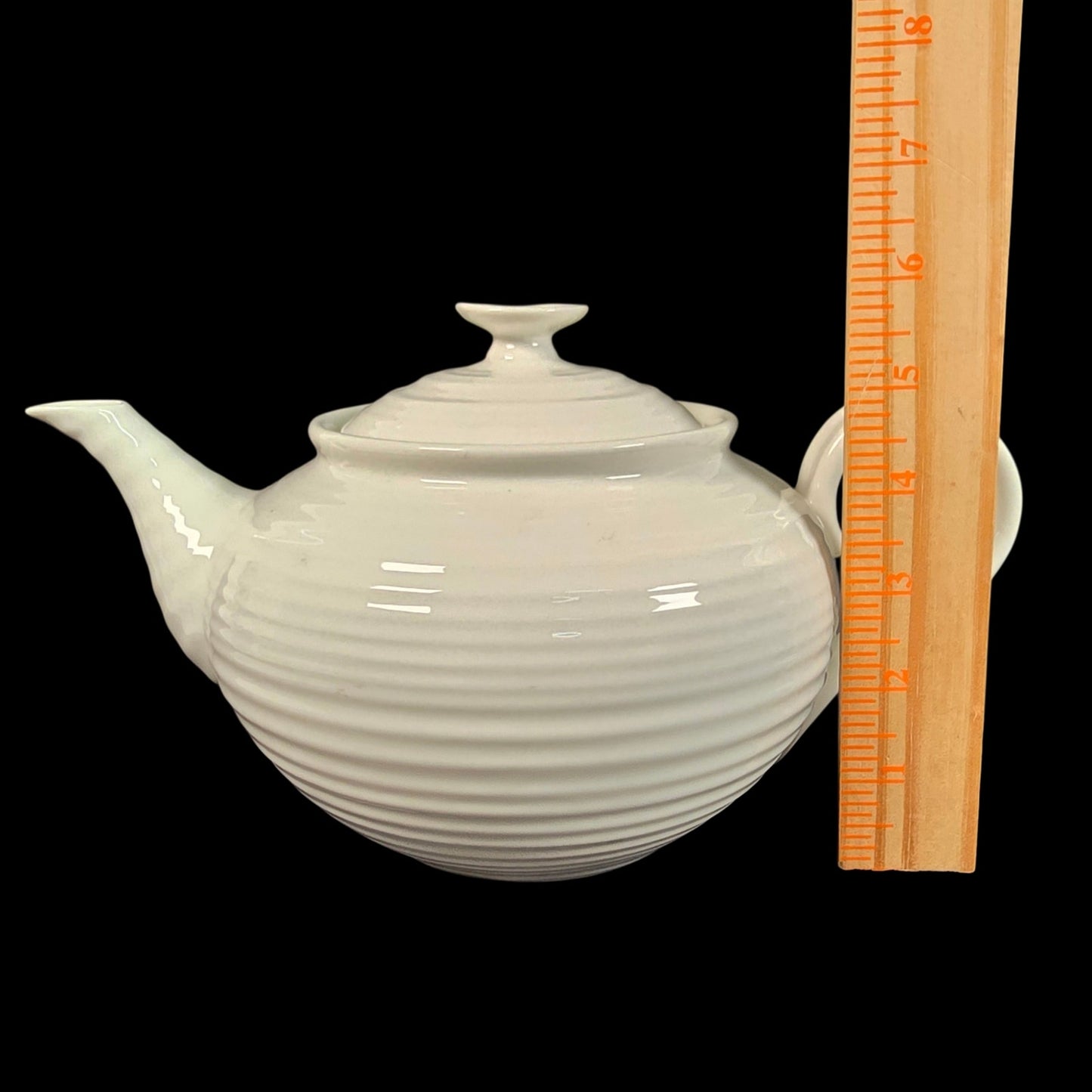 Portmeirion Sophie Conran White Teapot 2pt Rippled Ceramic Tea Pot READ