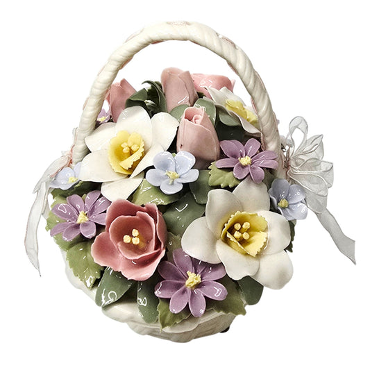 Anna Rosa San Francisco Music Box Floral Basket Lace Porcelain Fur Elise Vintage