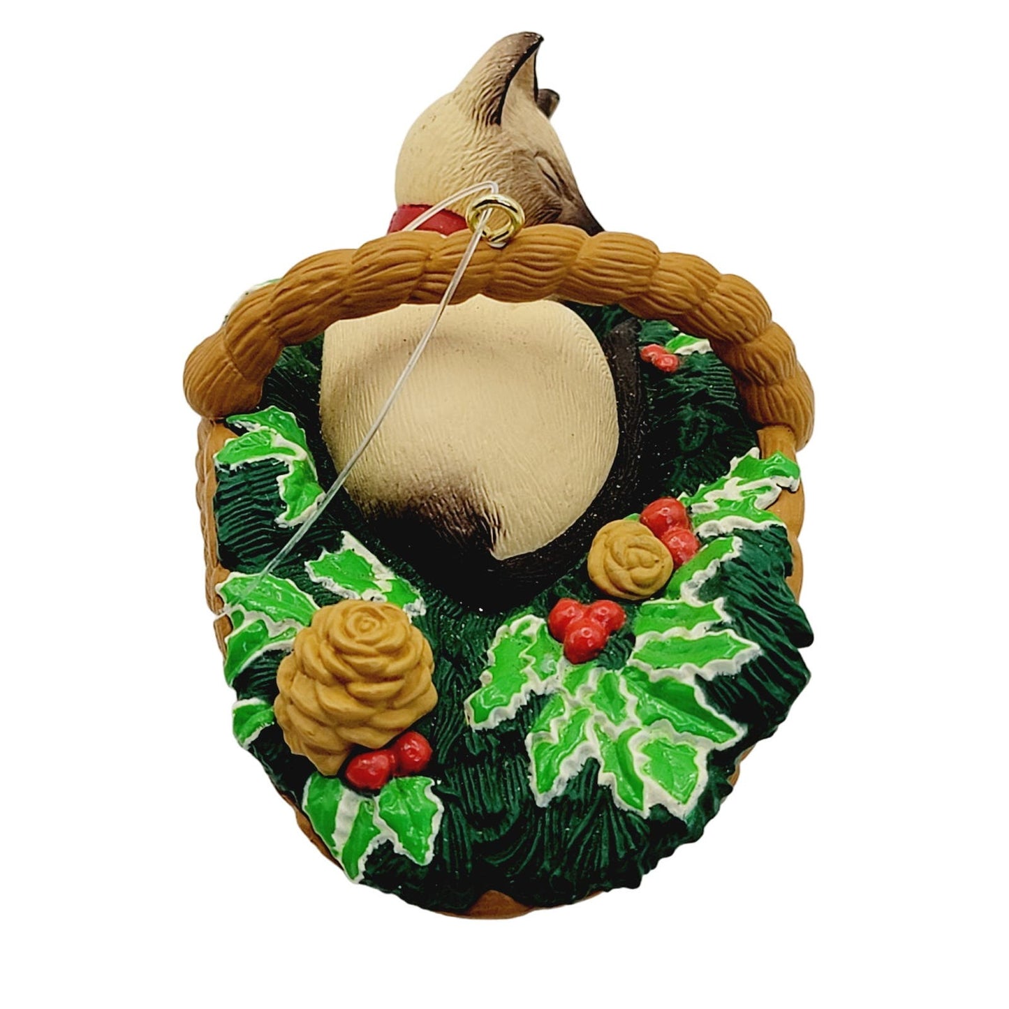 Hallmark Sleeping Siamese Cat Basket 1996 Ornament Cat Naps Series Signed Dill