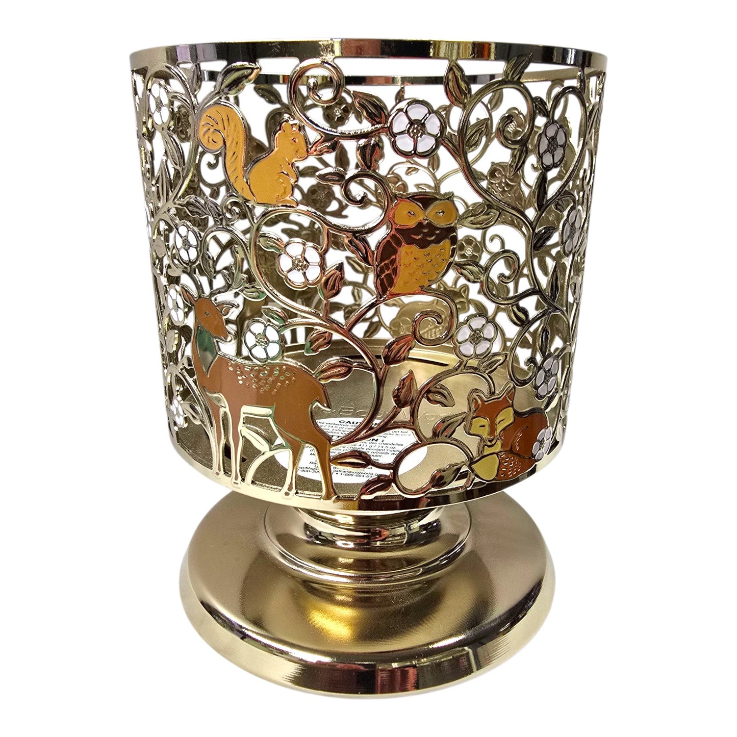 Bath & Body Works Woodland Candle Holder + Iced Cranberry Scone Candle Soft Gold