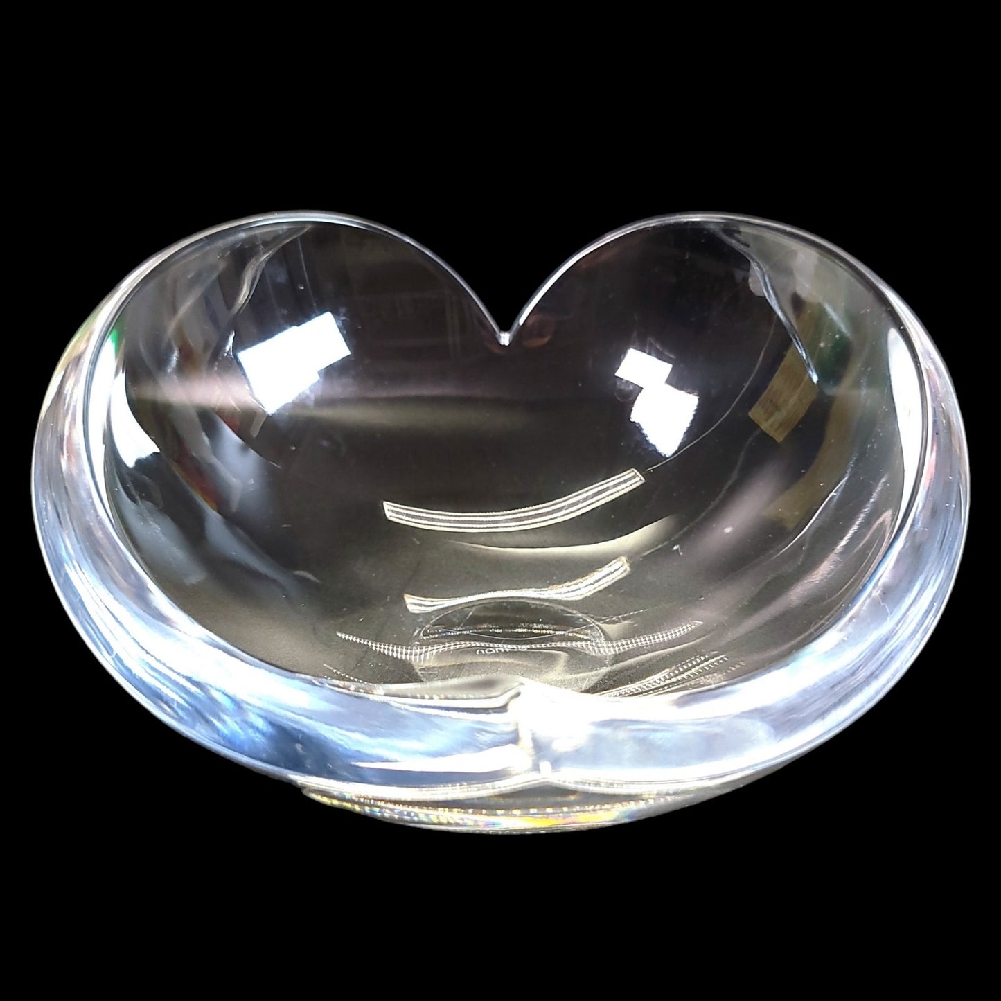 Nambe Glass Heart Shaped Bowl, Nambe Thick Glass Heart Love Bowl 7.5" W