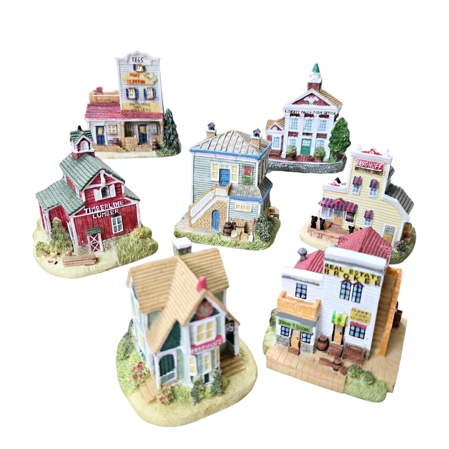 Liberty Falls Village Lot of 7 Americana Miniature Buildings Christmas Decor