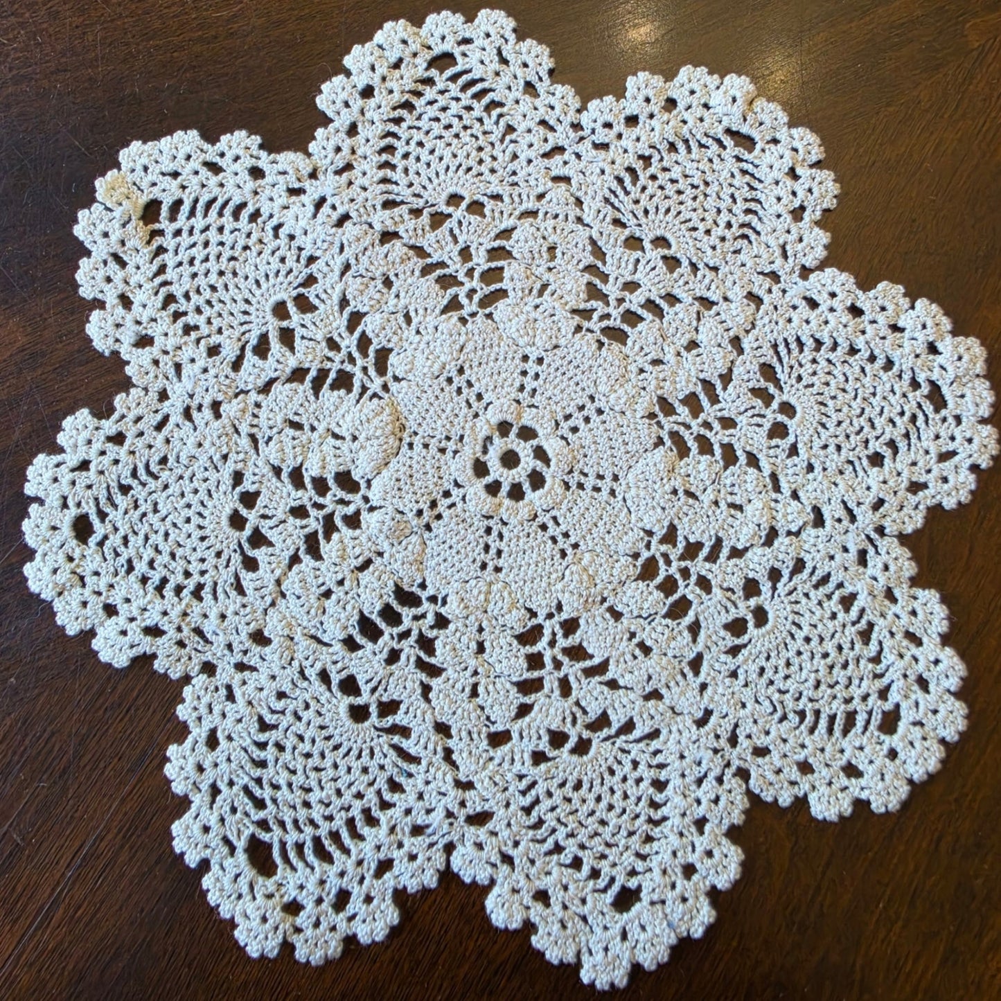 Vintage Crinoline Lady Embroidered Dresser Scarf & Crochet Doily Set Centerpiece