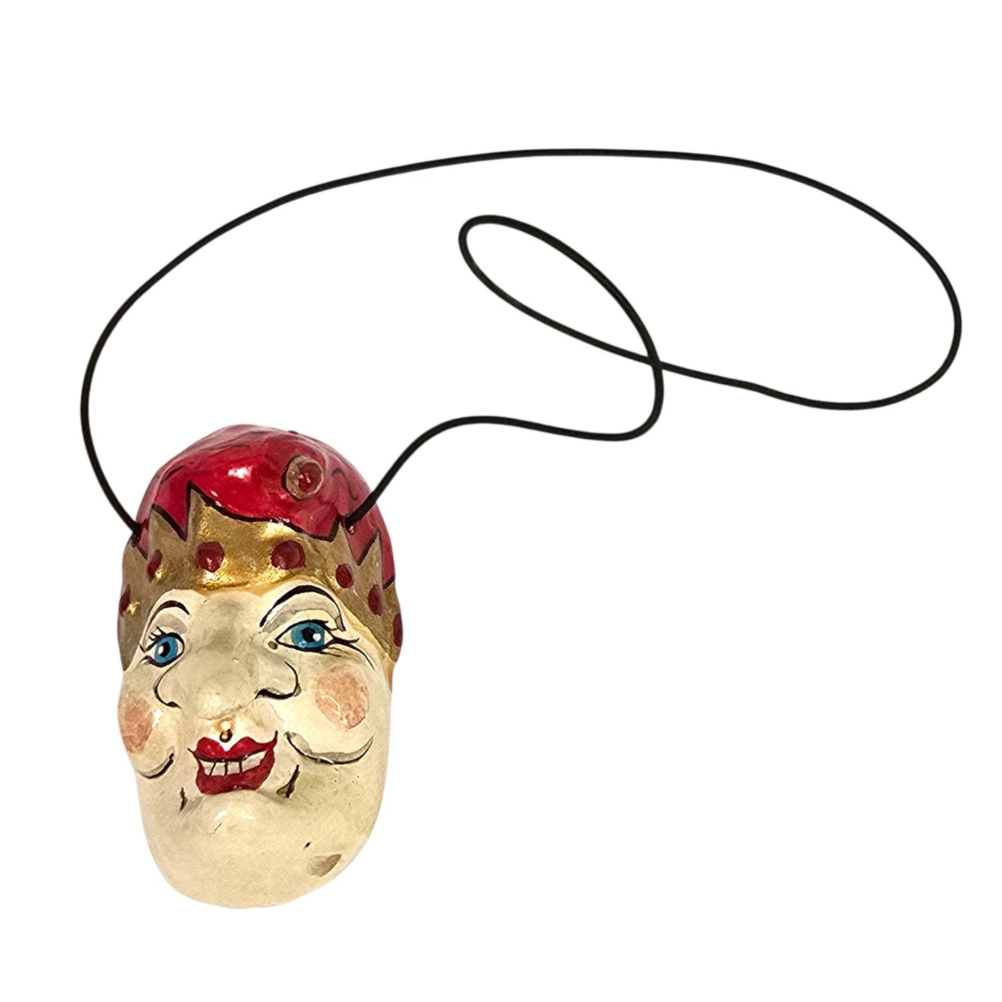 Vintage 1987 Arbaiza Signed Ceramic Jester Mask Ornament Hand Painted Harlequin