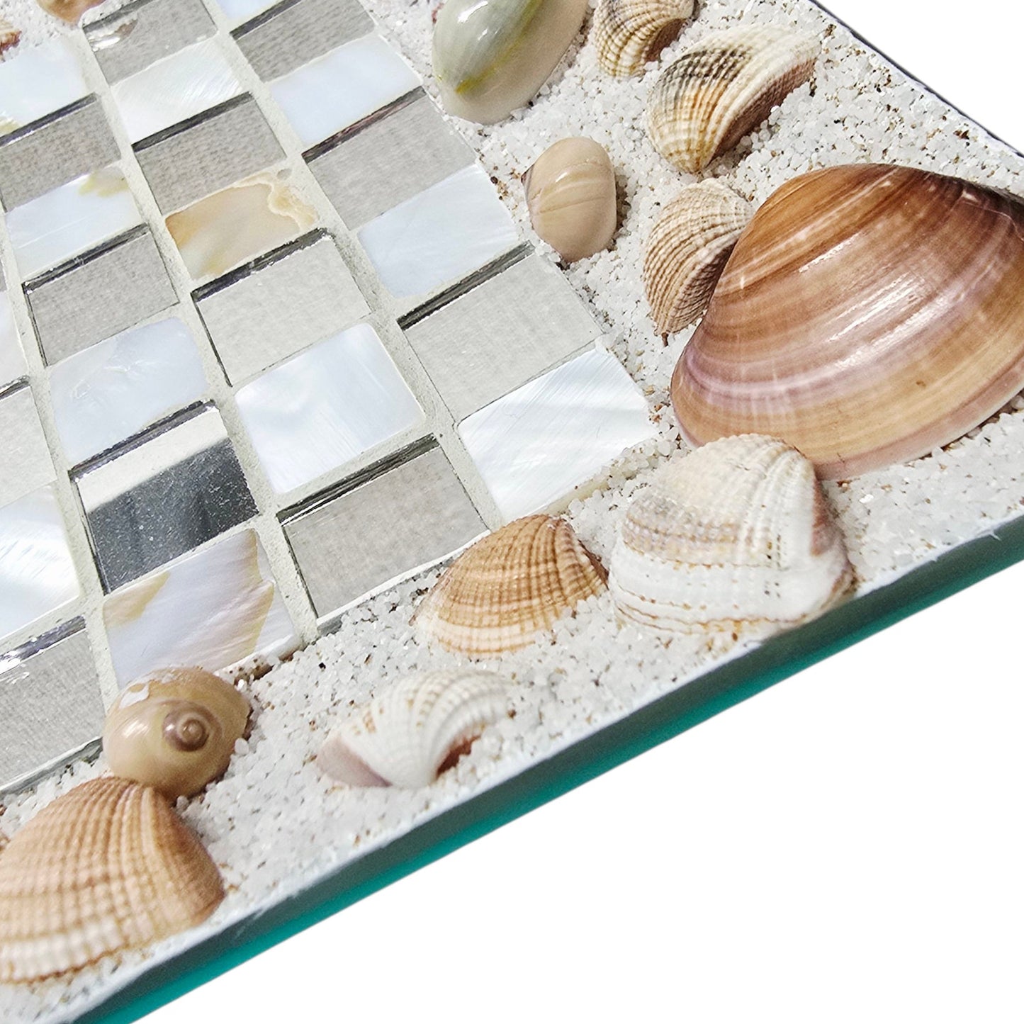 Pier 1 Imports Shell Mosaic Glass Trays Seaside Decor Rectangular Coastal Decor