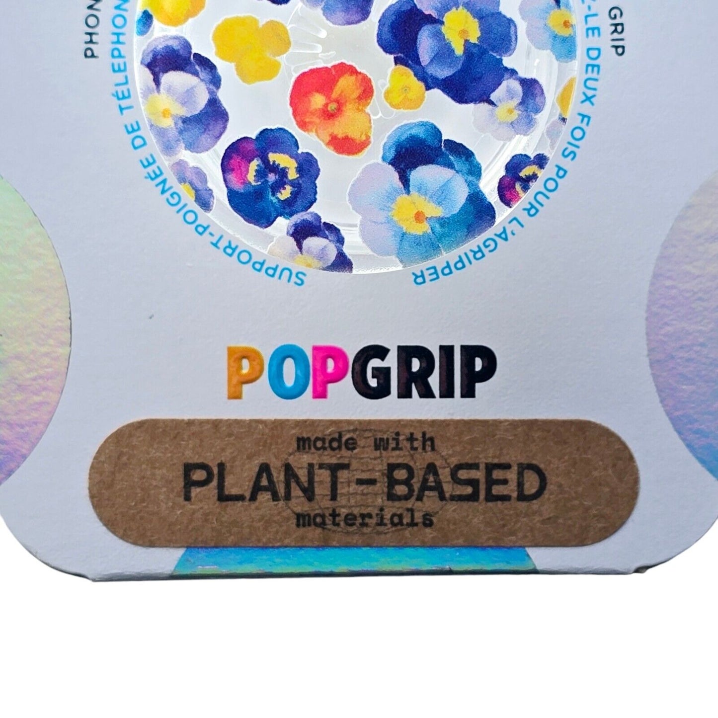 NEW! PopSockets PopGrip Phone Grip Stand Pansy Flowers with Swap Top Plant-Based