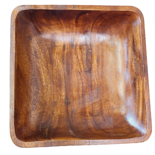 Vintage Square-Shaped Serving Bowl, Wooden Salad Bowl / Serving Tray