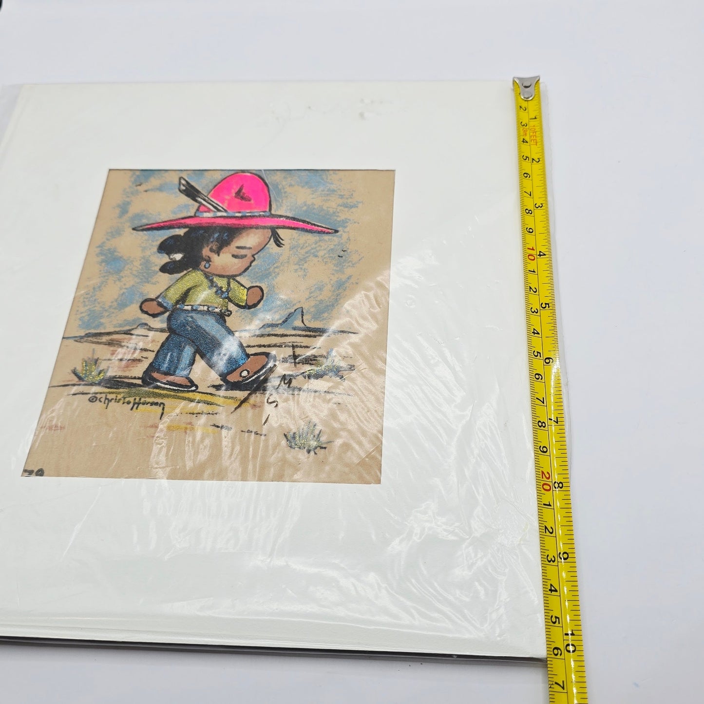 Gerda Christoffersen Signed Tewa Silk Screen Print Native American Child Papoose