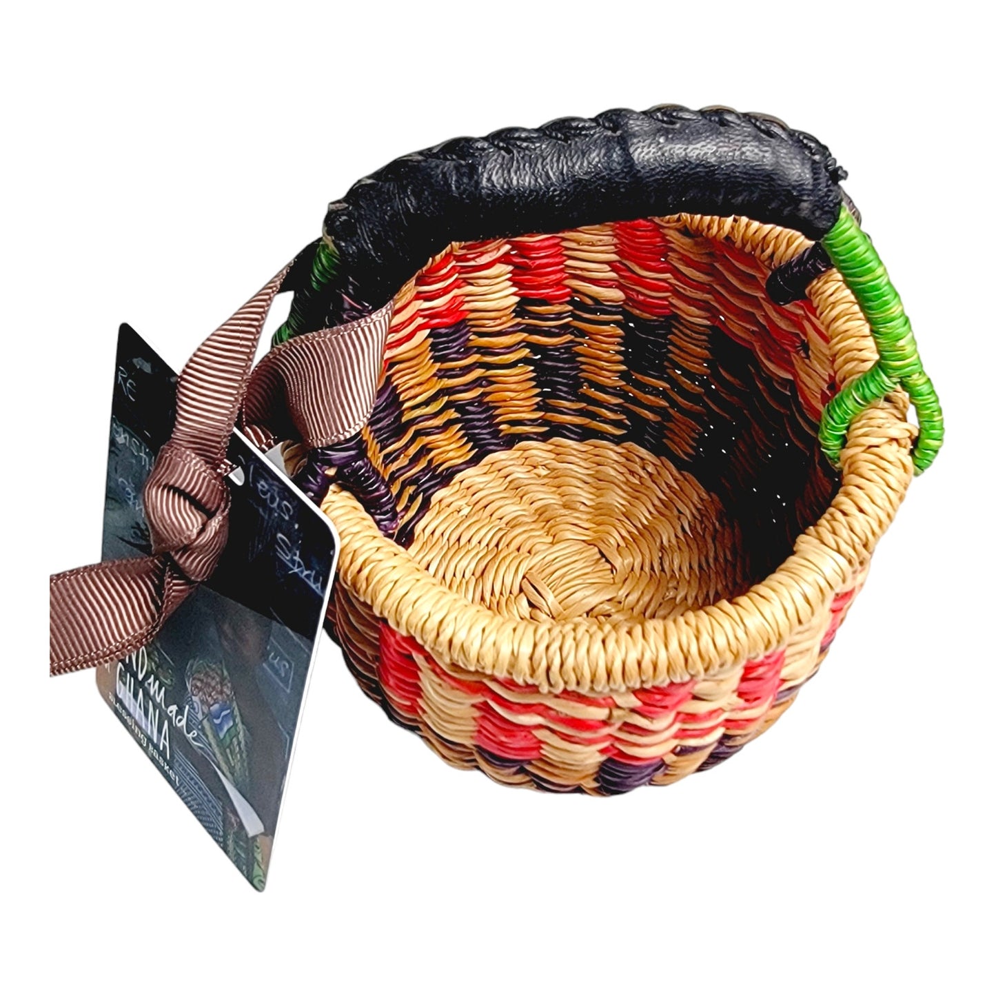 Hand Made Miniature Blessing Basket, Colorful Basket Made in Ghana