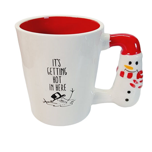 California Pantry Ceramic Christmas Mug It's Getting Hot in Here Snowman Handle