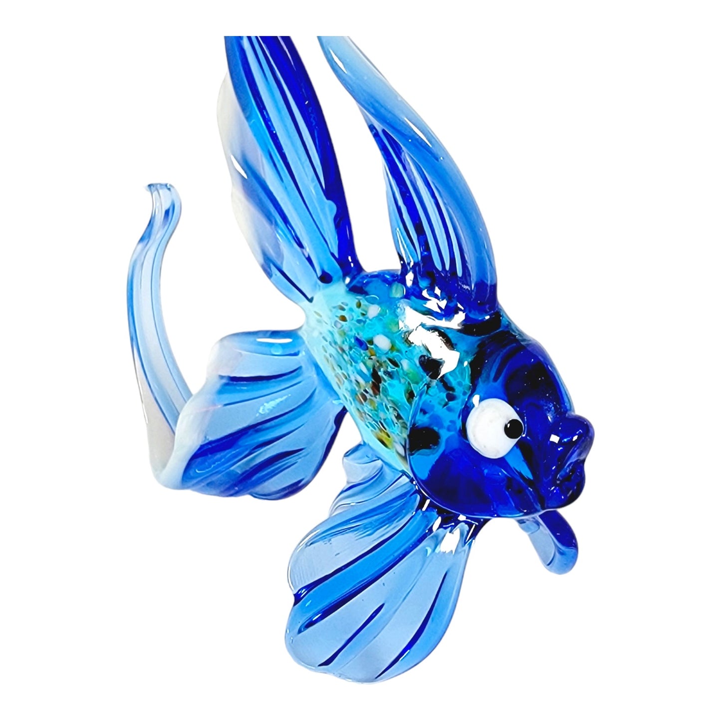 Art Glass Betta Fish Blue Glass Fish Murano-Style Glass Figurine Hand Blown Fish