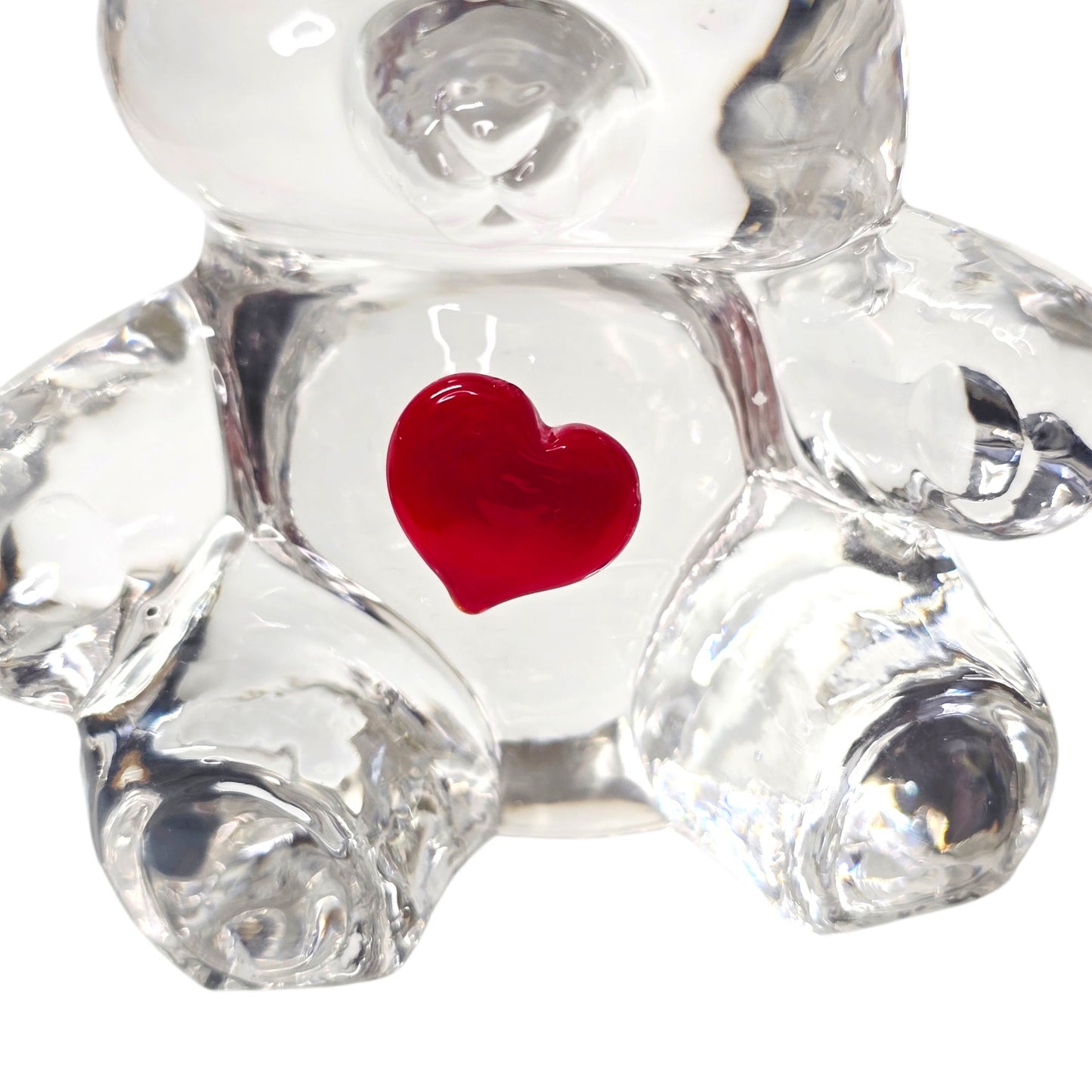 Fenton Art Glass Crystal Bear Figurine Ruby Red Heart Valentine July Birthstone
