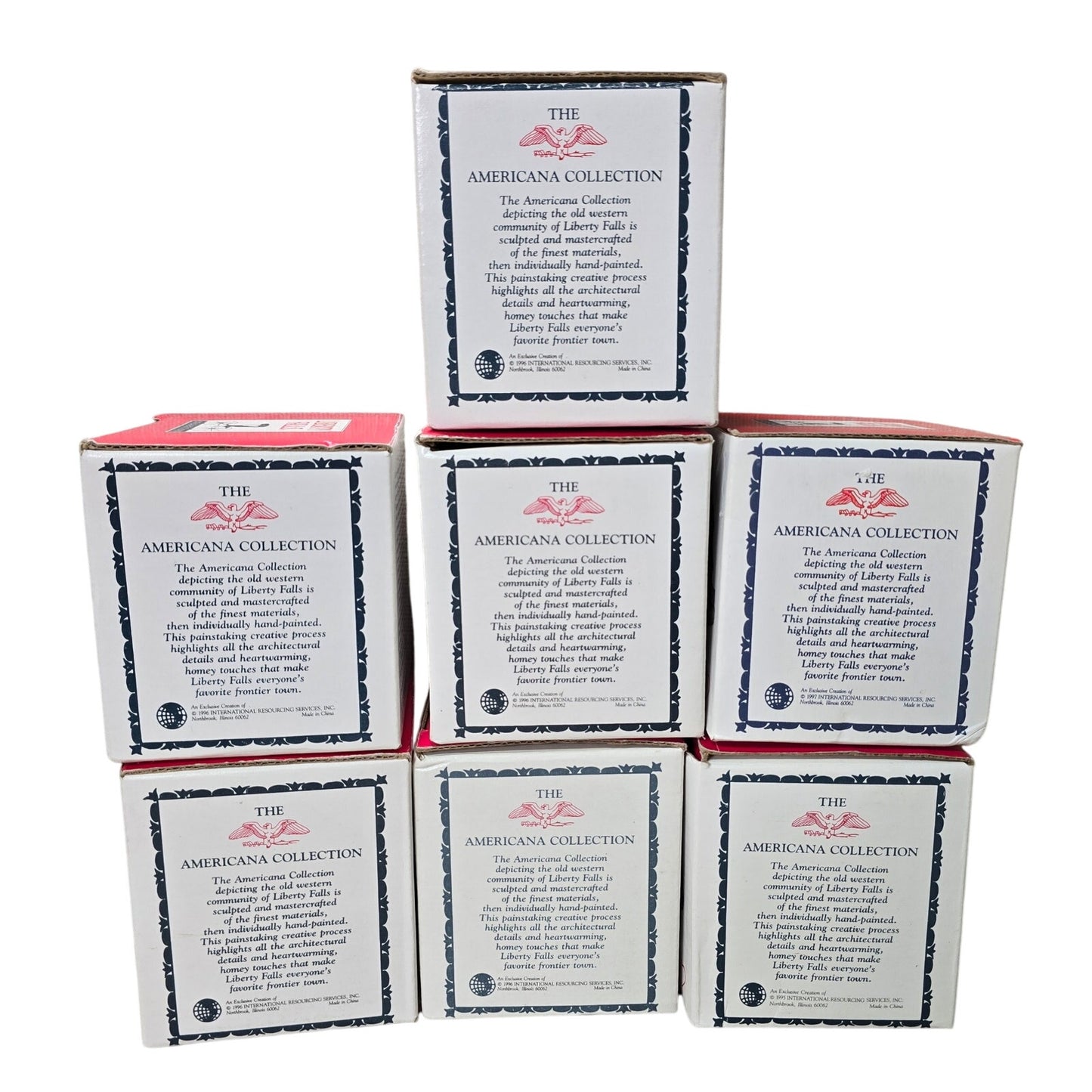 Liberty Falls Village Lot of 7 Americana Miniature Buildings Christmas Decor
