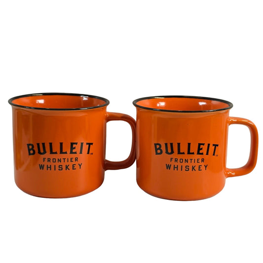 Set of 2 Vintage Bulleit Frontier Whiskey Ceramic Collectible Mugs