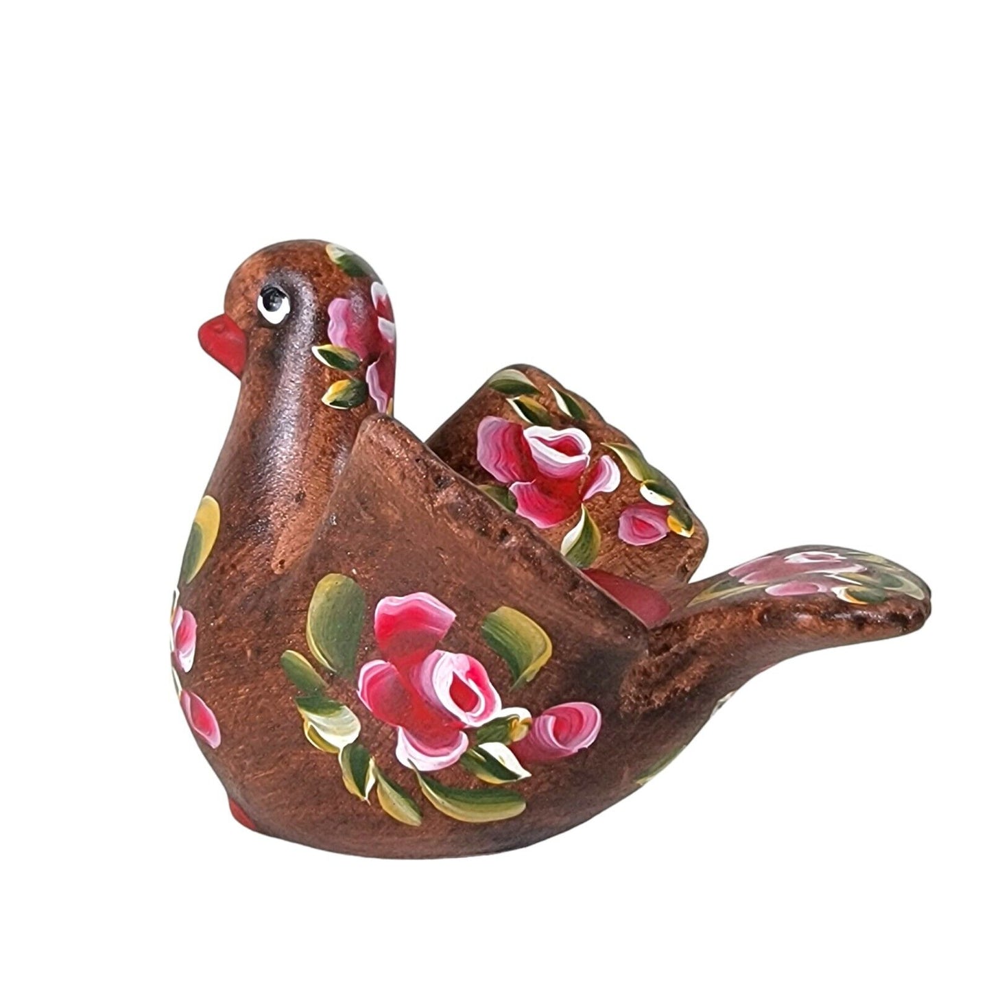 Wooden Hand-Painted Bird Candle Holder