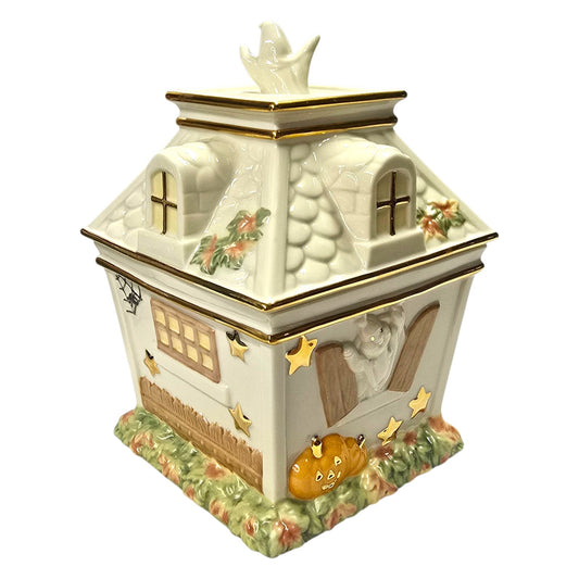 Lenox Occasions Haunted House Covered Candy Dish Halloween Ceramic Ghost 8"