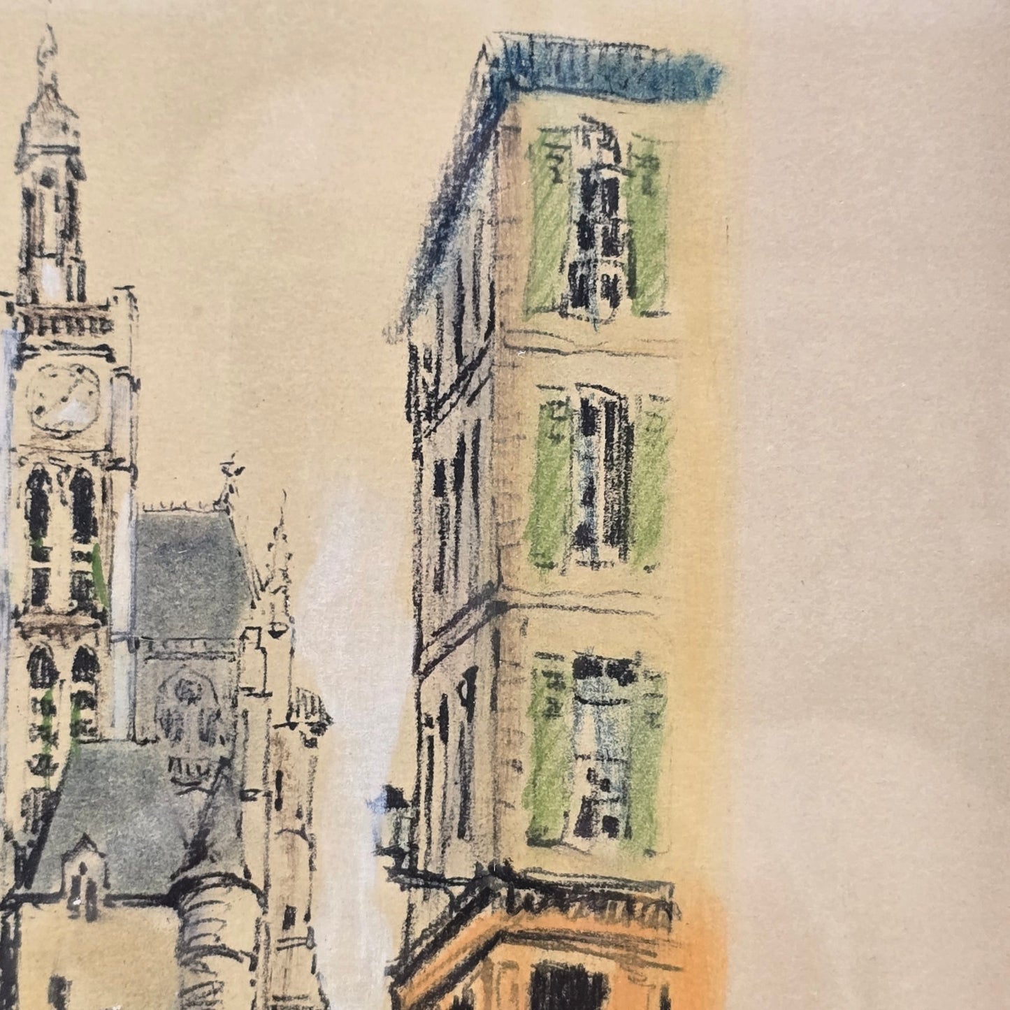 Signed Barday French Artist Lithograph Paris Eglise st Genevieve Paris Scene Vtg
