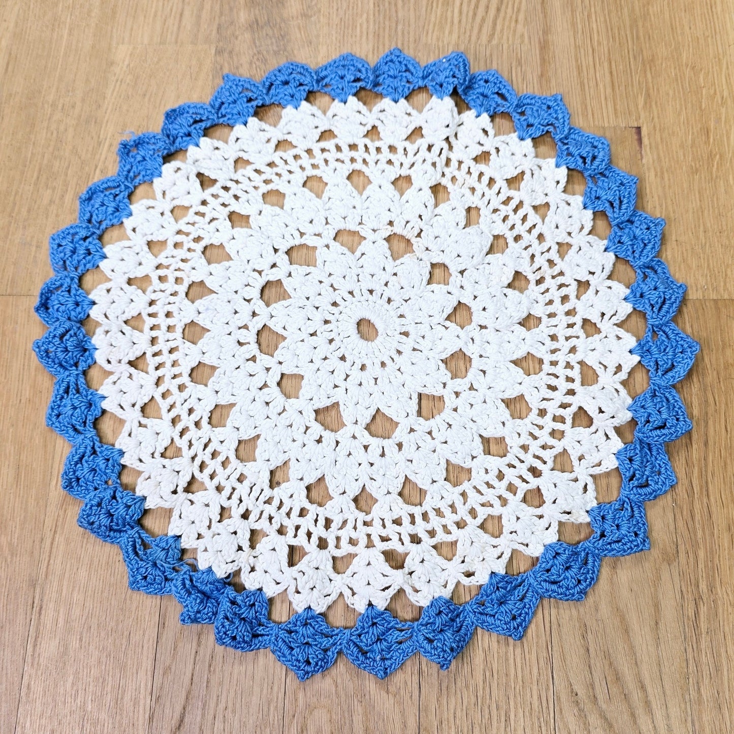 12" Blue Trim Crochet Doily