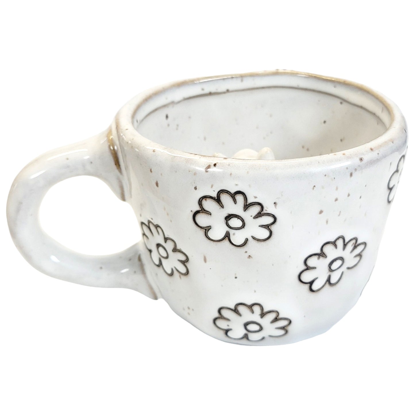 Urban Outfitters Peekaboo Dog Mug Ceramic Floral Flowers Coffee Tea Stoneware