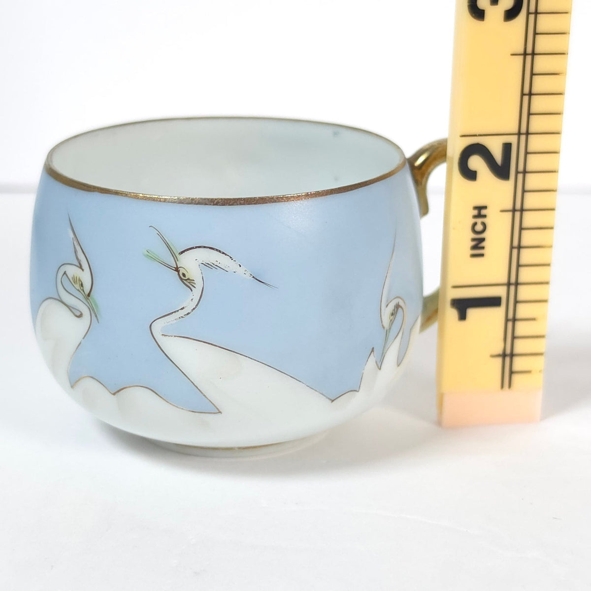 Vintage Japanese Blue Sky Crane Eggshell Porcelain Replacement Teacup