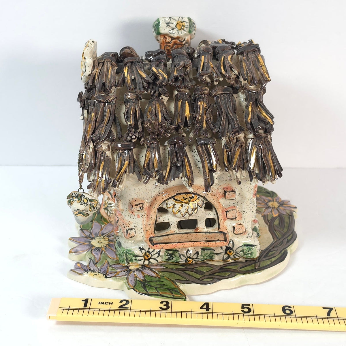 Vintage Blue Sky Clayworks Mom's Nest Cottage Tealight House & Plate 2002