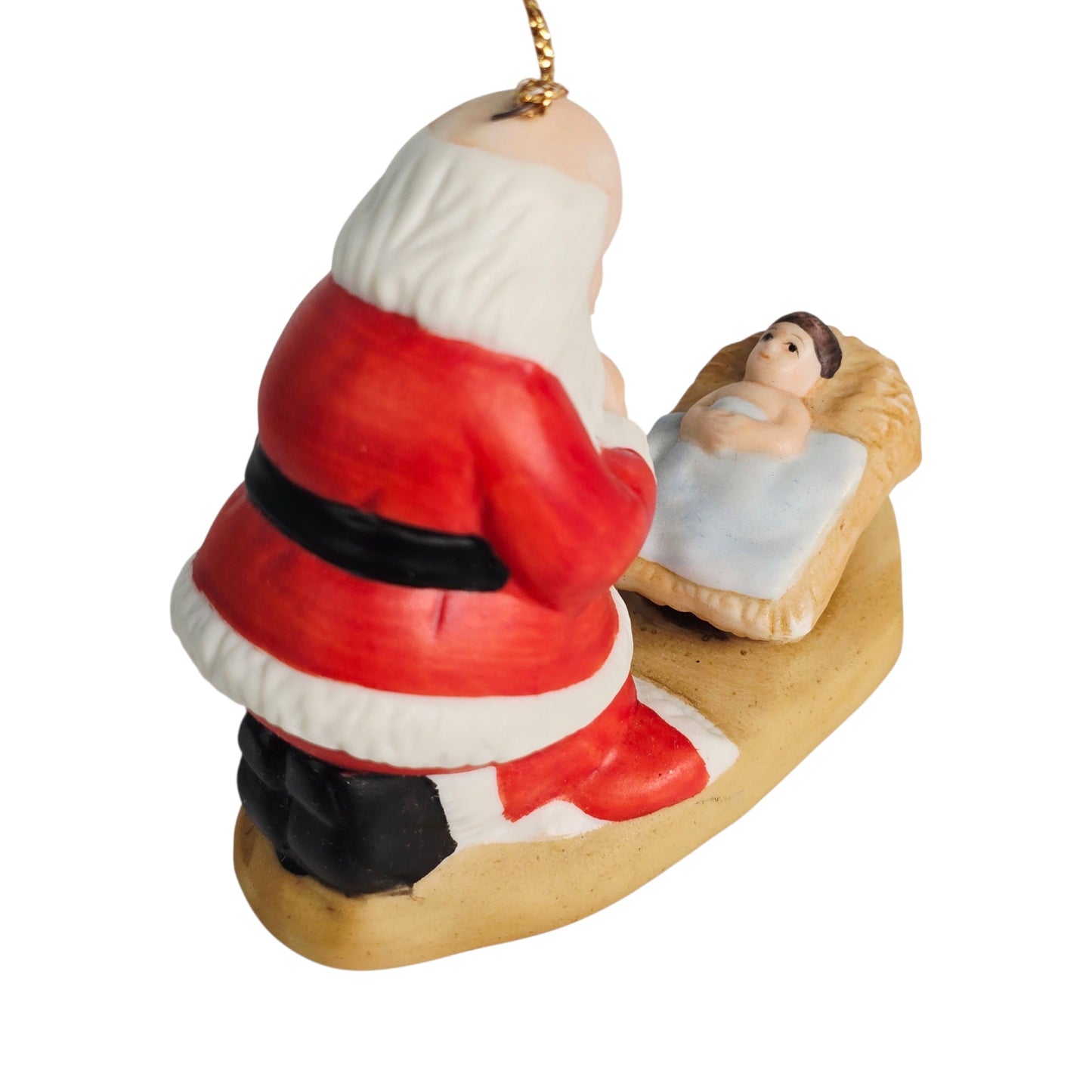 Vtg "The Kneeling Santa" Ornament 1985 by Roman Original Box, Santa & Baby Jesus