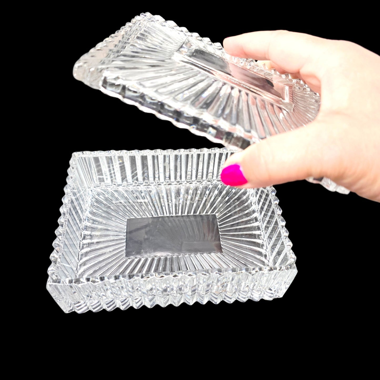 Vtg Godinger Crystal Legends 24% Lead Crystal Trinket Jewelry Box Dresser Box