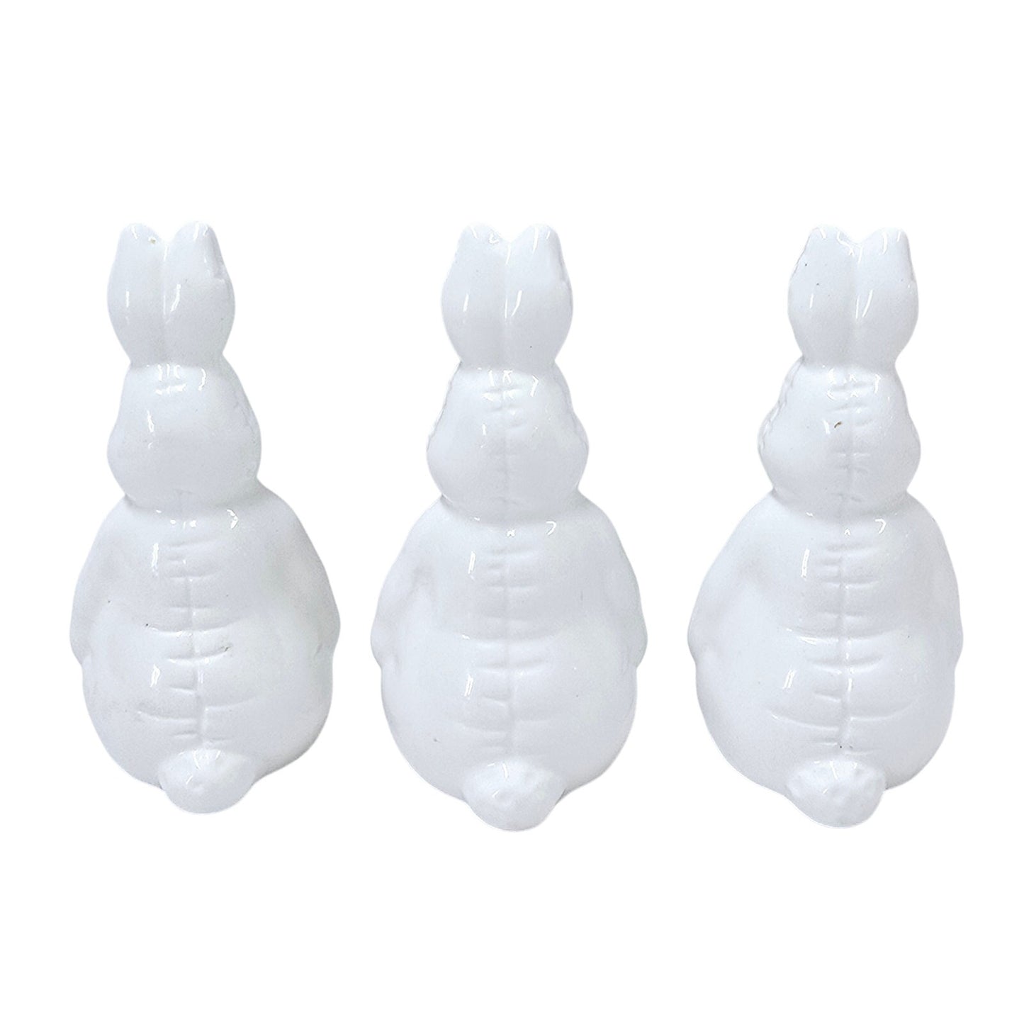 Set of 3 Vintage Ceramic Easter Bunny Figurines Hand Painted Rabbits with Bows
