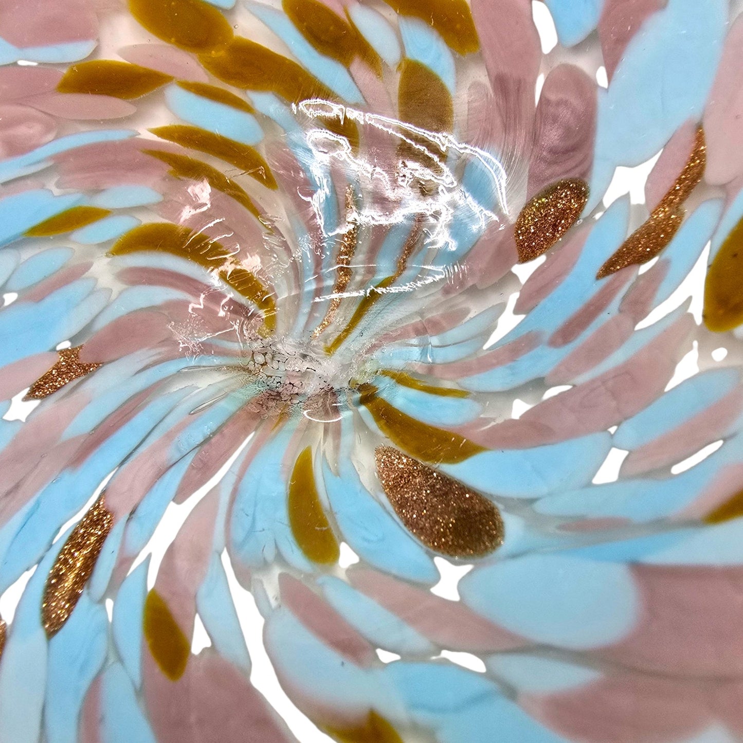 Hand Blown Art Glass Pumpkin Copper Aventurine, Lavender, Blue, Gold Speckled