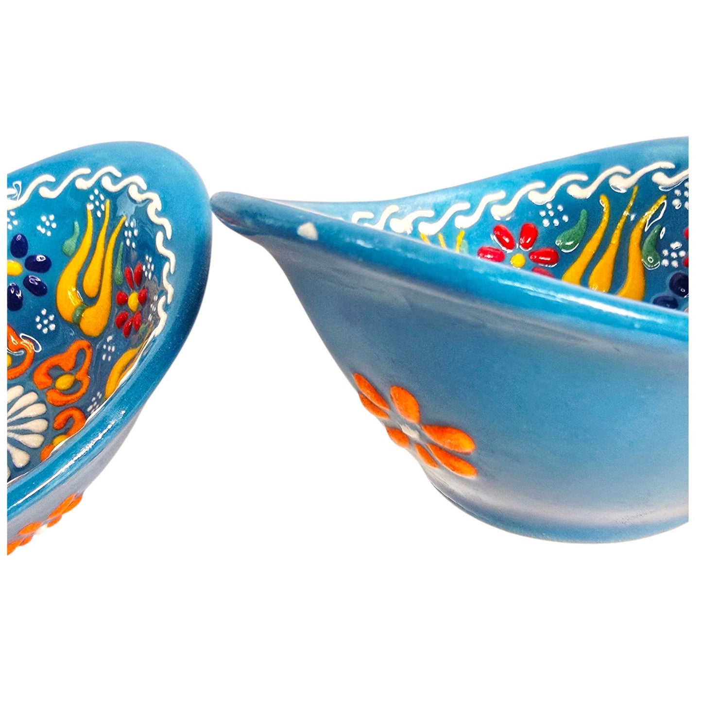 Hand-Painted Blue Floral Ceramic Trinket Dishes (Set of 2)