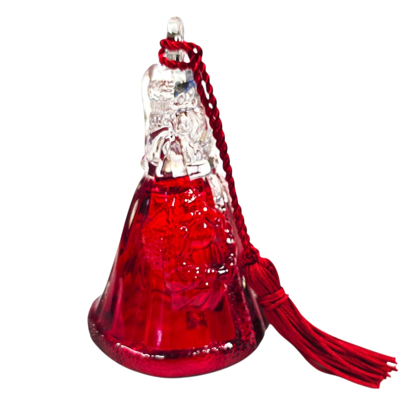 Vintage Marquis by Waterford Red Crystal Santa Bell Christmas Bell Ornament Ltd