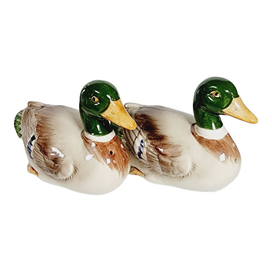 Vintage Otagiri Mallard Duck Salt & Pepper Shakers, Ceramic Ducks, Made In Japan