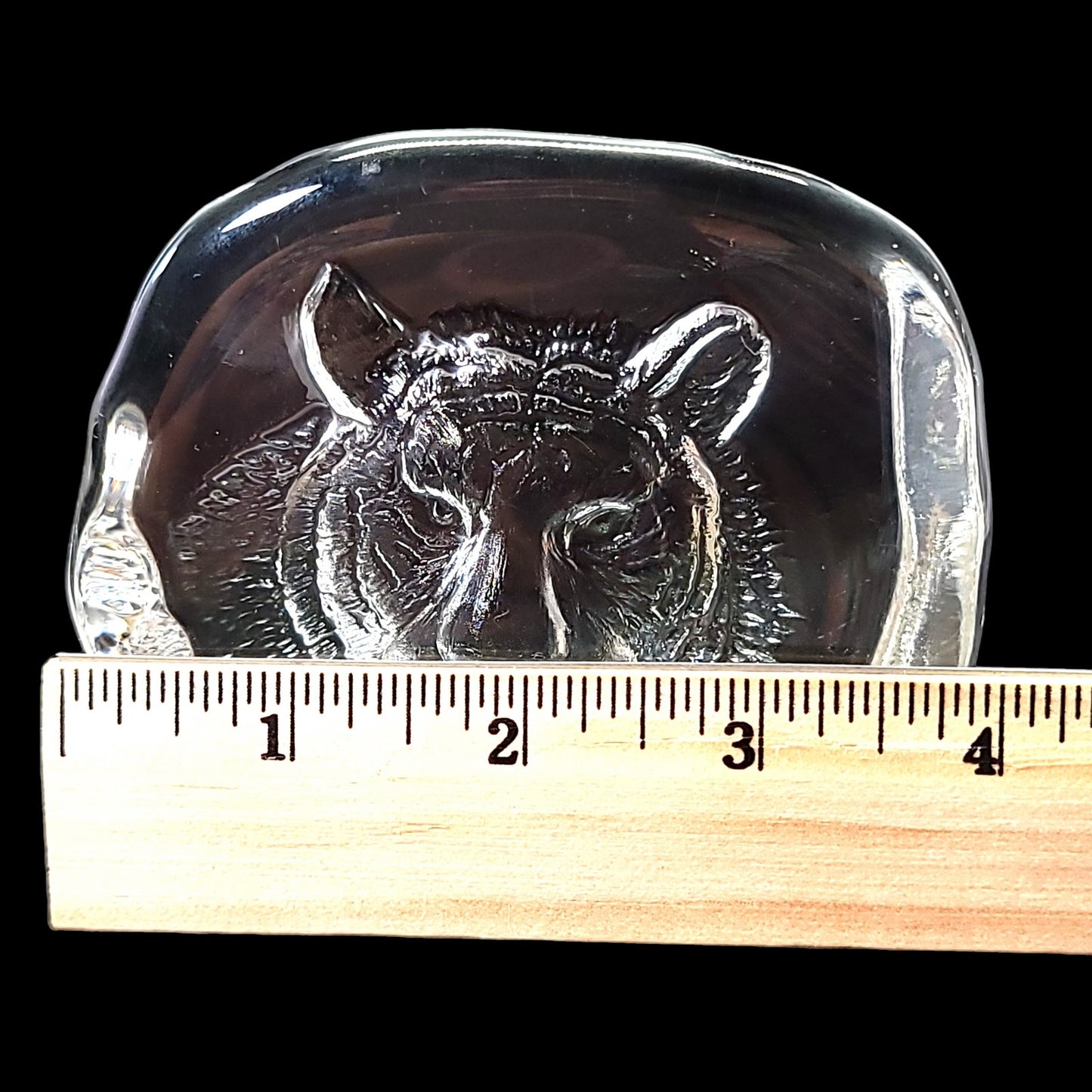 Crystal de France Lead Crystal Tiger Paperweight 4" W