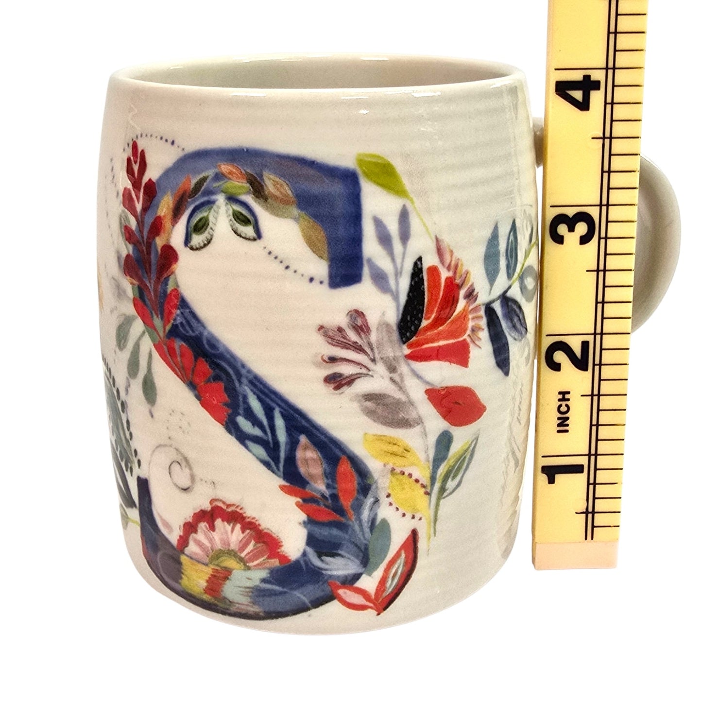 Anthropologie Petal Palette Monogram Mug Letter S Floral Starla M. Halfmann