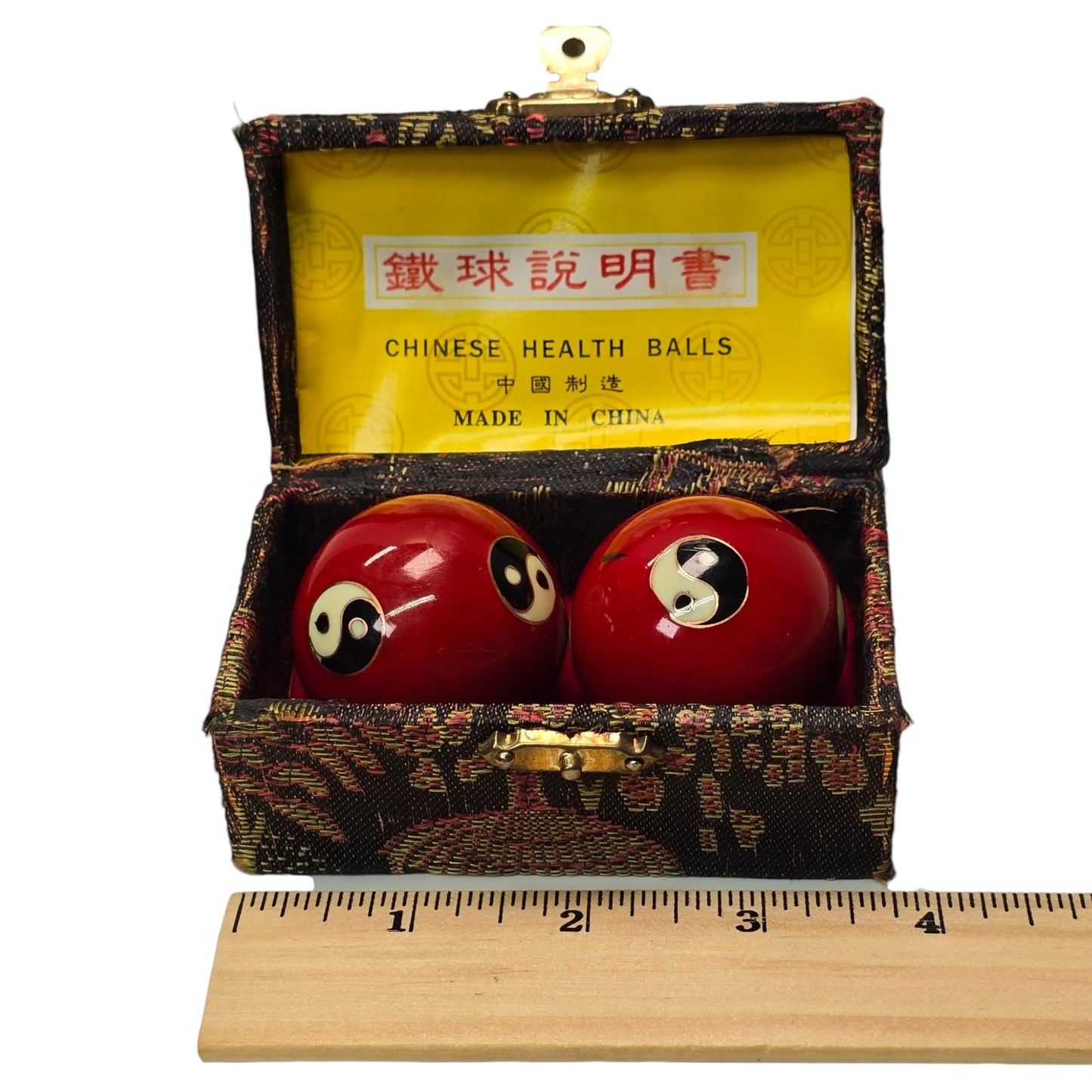 Baoding Balls Chinese Health Massage Exercise Stress Balls Red YinYang in Box