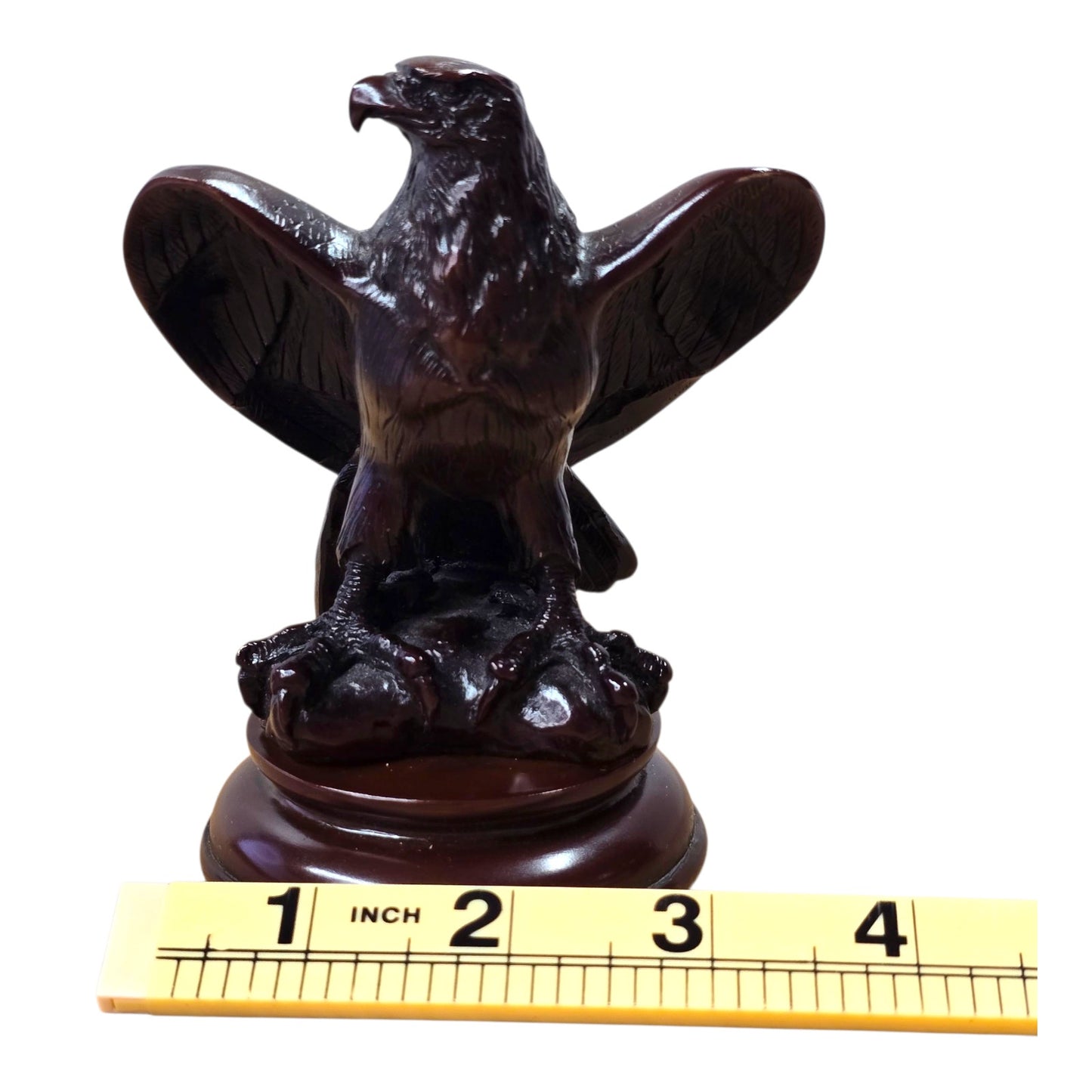 Wood Carved Eagle Figurine Statue 4.5" Handcrafted Bird of Prey Sculpture Decor