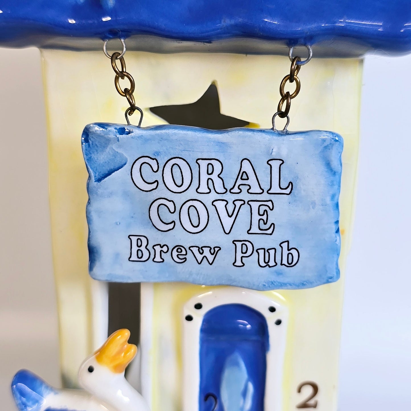 AS IS Blue Sky Pottery "Coral Cove Brew Pub" Tealight House, 2019 Heather Goldminc