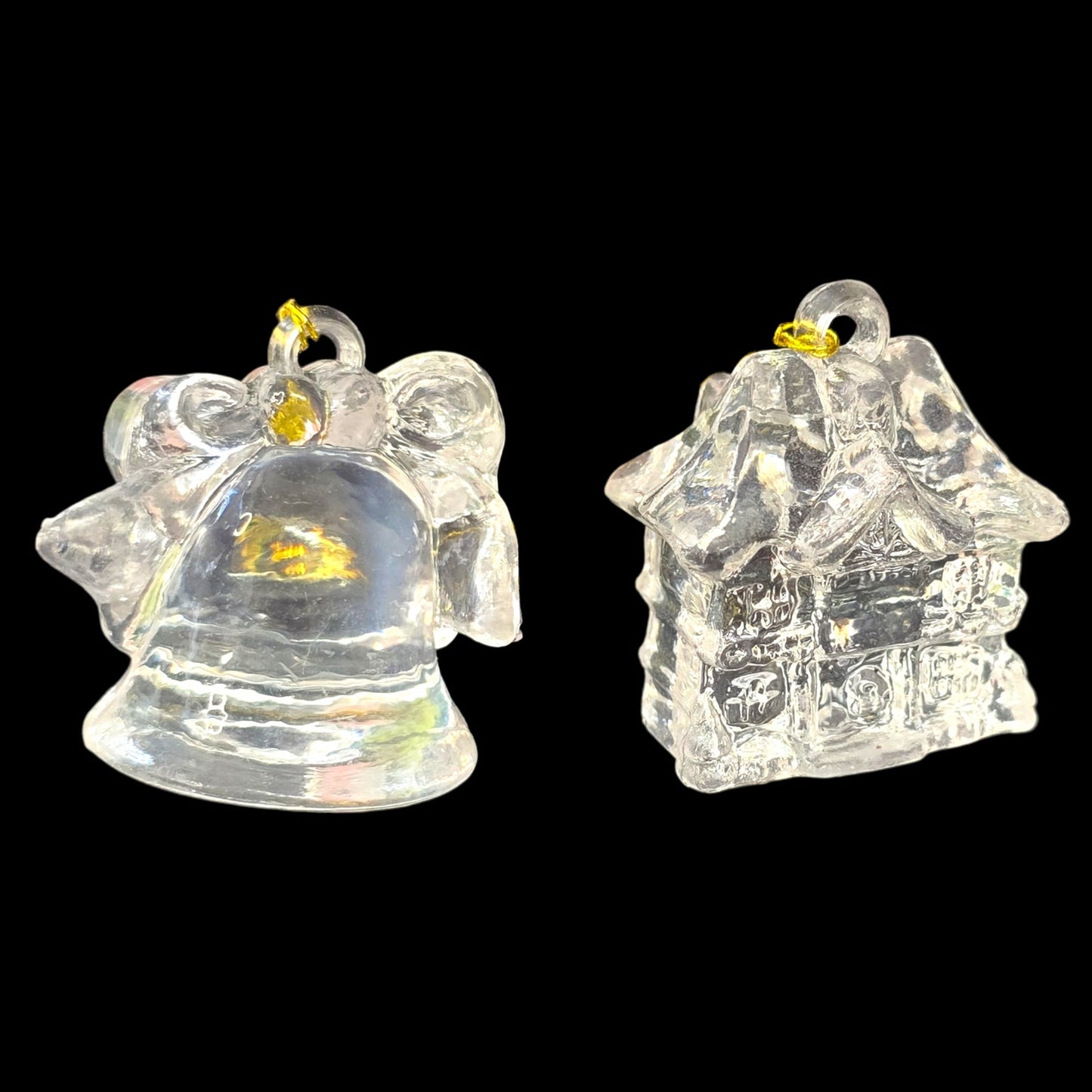 Set of 6  Vintage Miniature Clear Acrylic Christmas Ornaments