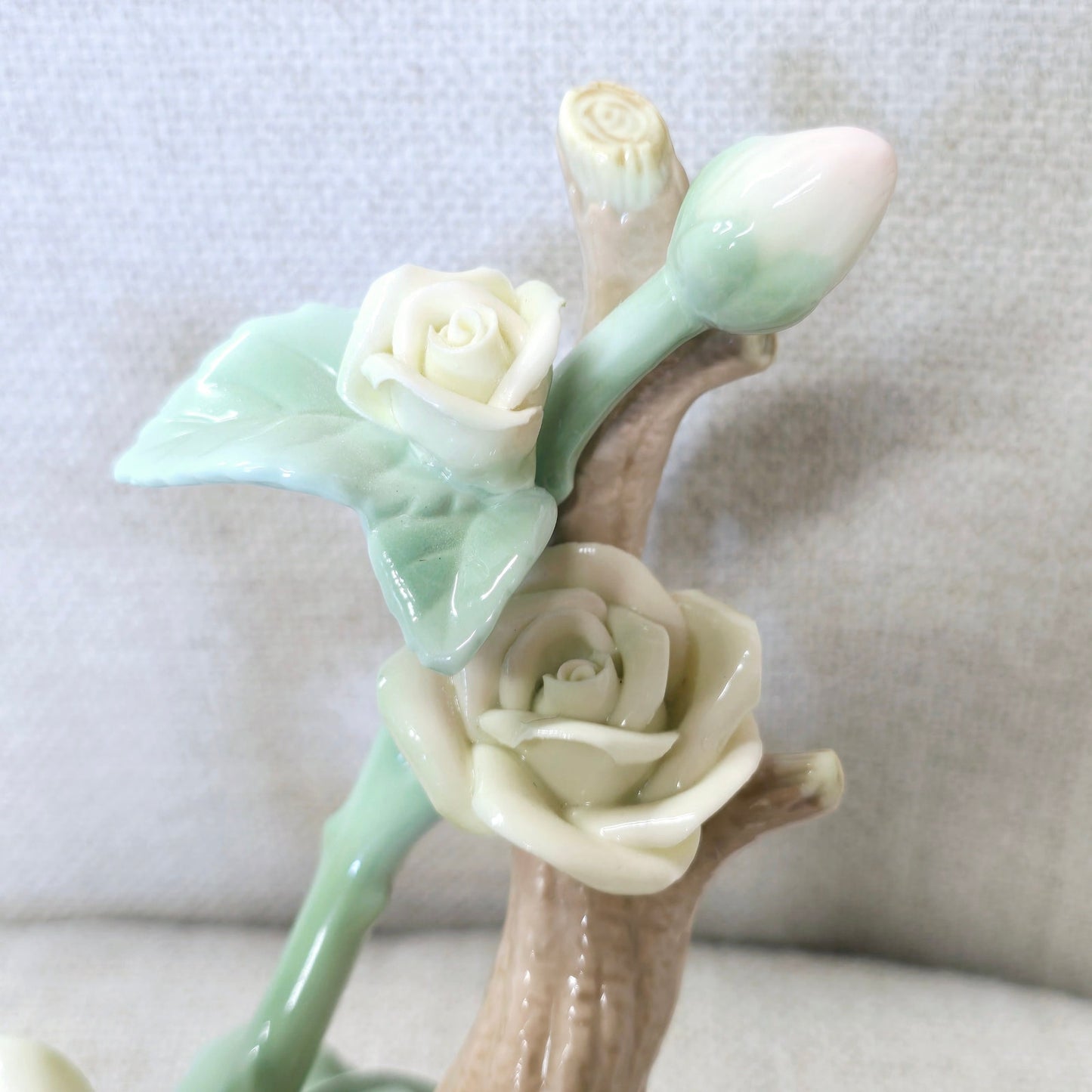 Vintage Hummingbird Tabletop Floral Porcelain Sculpture